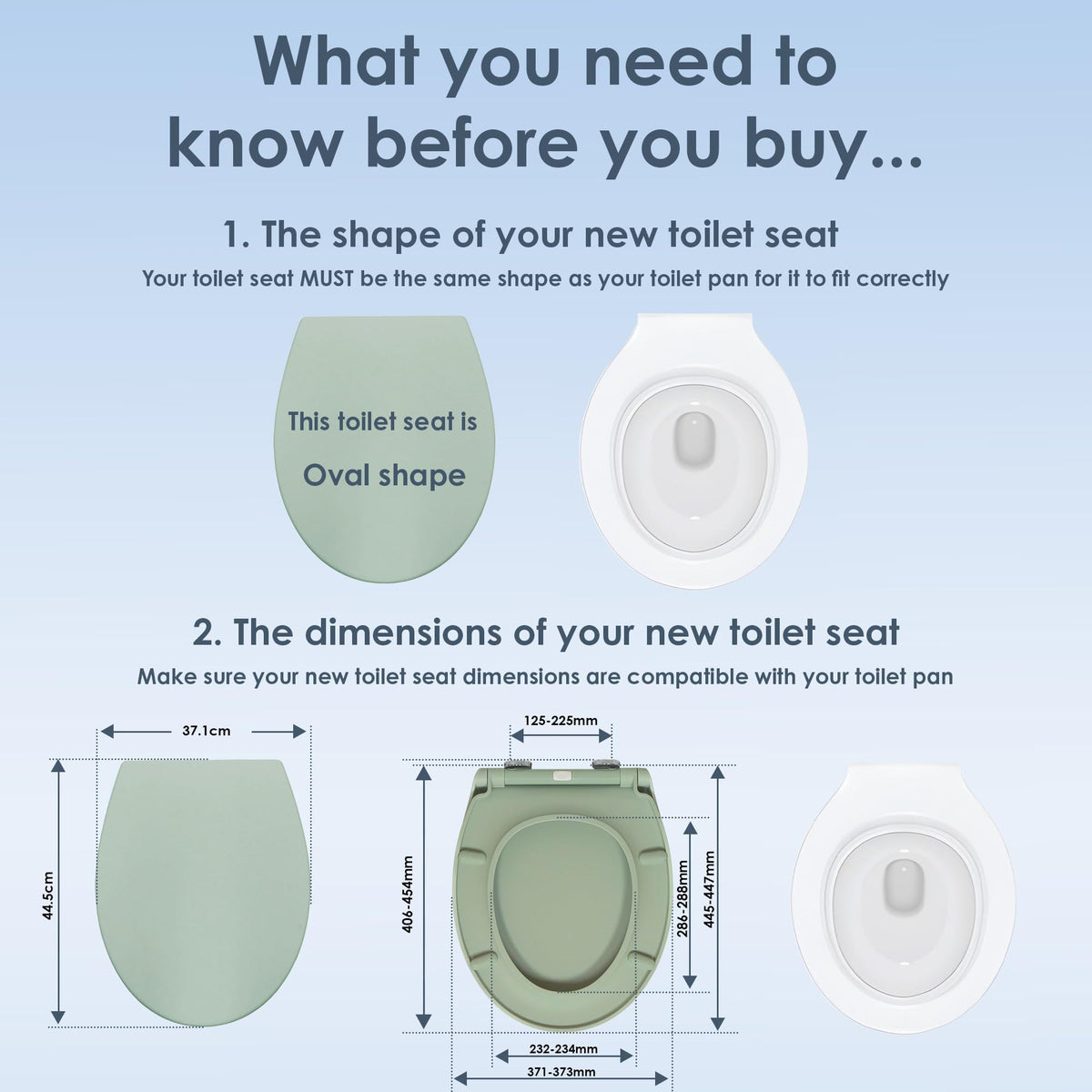 AQUALONA® Premium Thermoplastic Toilet Seat Soft Close Hardwearing Seat with Two Button Hinge Release D Shaped Easy to Clean Simple Installation Top and Bottom Fittings (White - D Shape)
