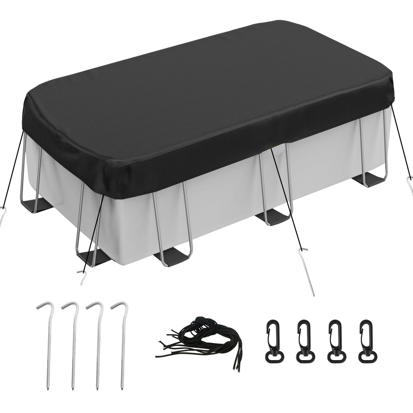Round Pool Cover for above ground Swimming pools, Heavy Duty Oxford Fabric, Tear Resistant, Ideal for Circle & Round-shaped Pool, Waterproof and Dustproof (12FT, Black)