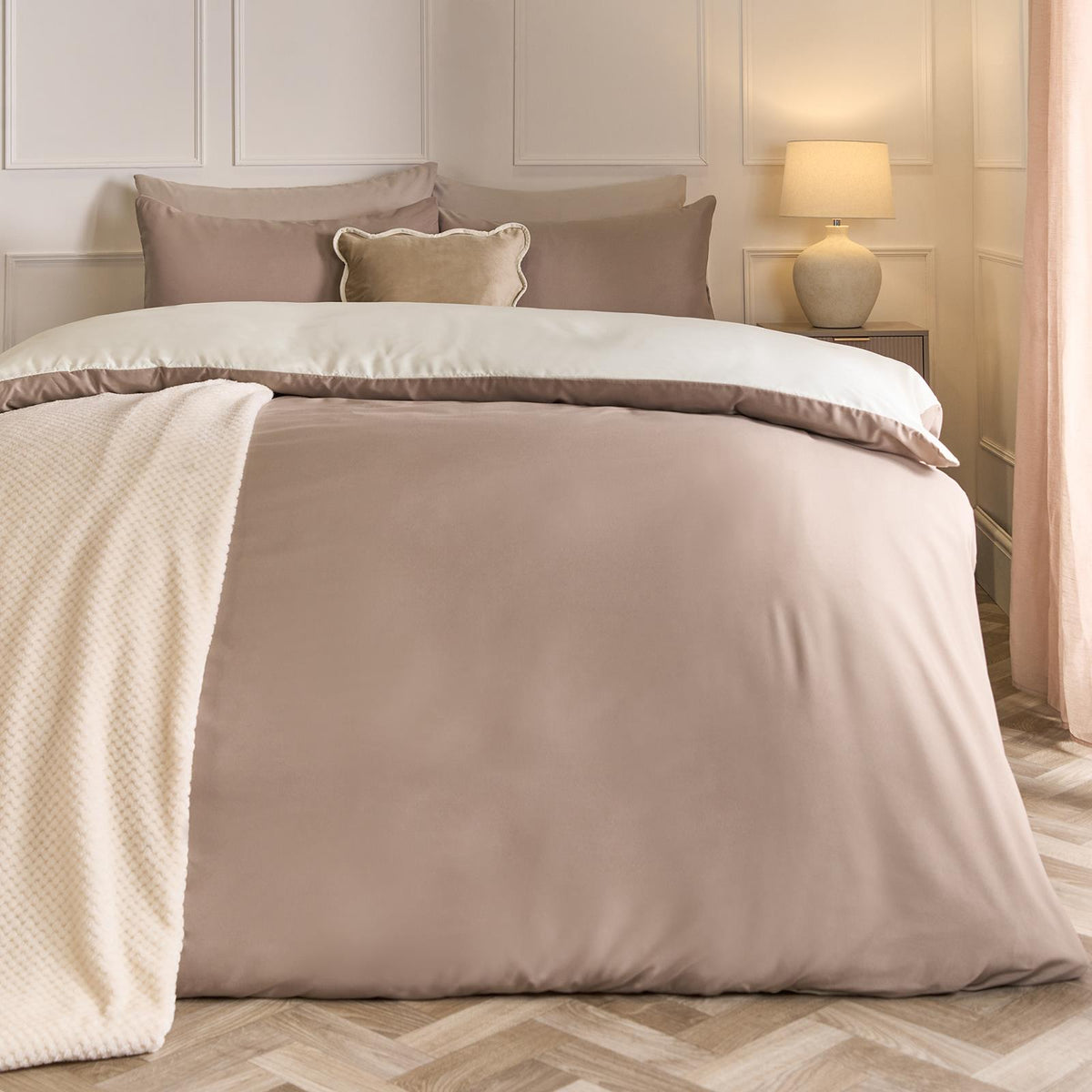 OHS Plain Duvet Cover & Pillowcase Reversible Bedding Set OR Fitted Sheet