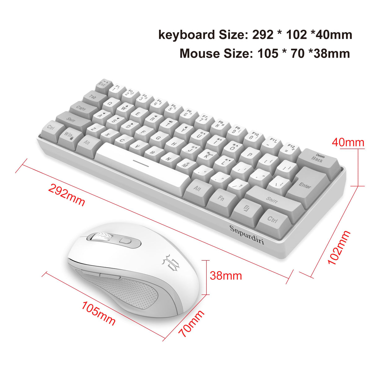 Snpurdiri Wired Mechanical Gaming Keyboard, 60% Size, LED Backlight, 61 Keys, Small Wired Office Keyboard for Windows Laptop/PC, Mac (Black-Red, Blue Switches)