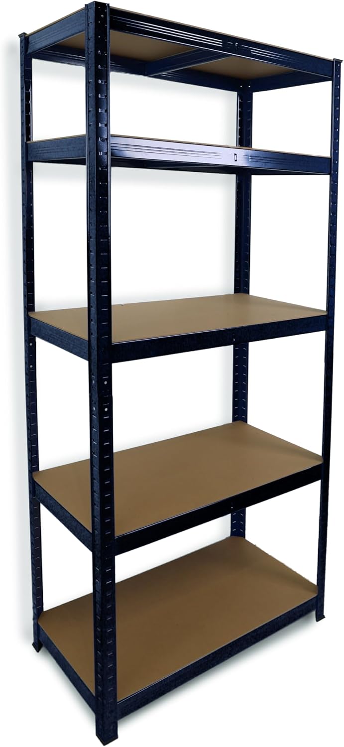 DIVCHI 5 Tier Storage Rack Heavy Duty Shelving Aluminium Garage Shelves Shed Storage Racking Shelf For Warehouse Workshop & Office (Black, Pack of 1) Up to Maximum 175 kg Per Shelf