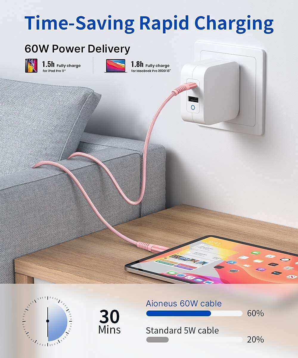 Aioneus iPhone Charger Cable 2M, iPhone Charging Cable MFi Certified Lightning Cable Fast Charging iphone Cable Lead Nylon Lightning to USB Cable for iPhone 14 13 12 11 Pro Max XS XR X 8 7 6 Plus 5 SE