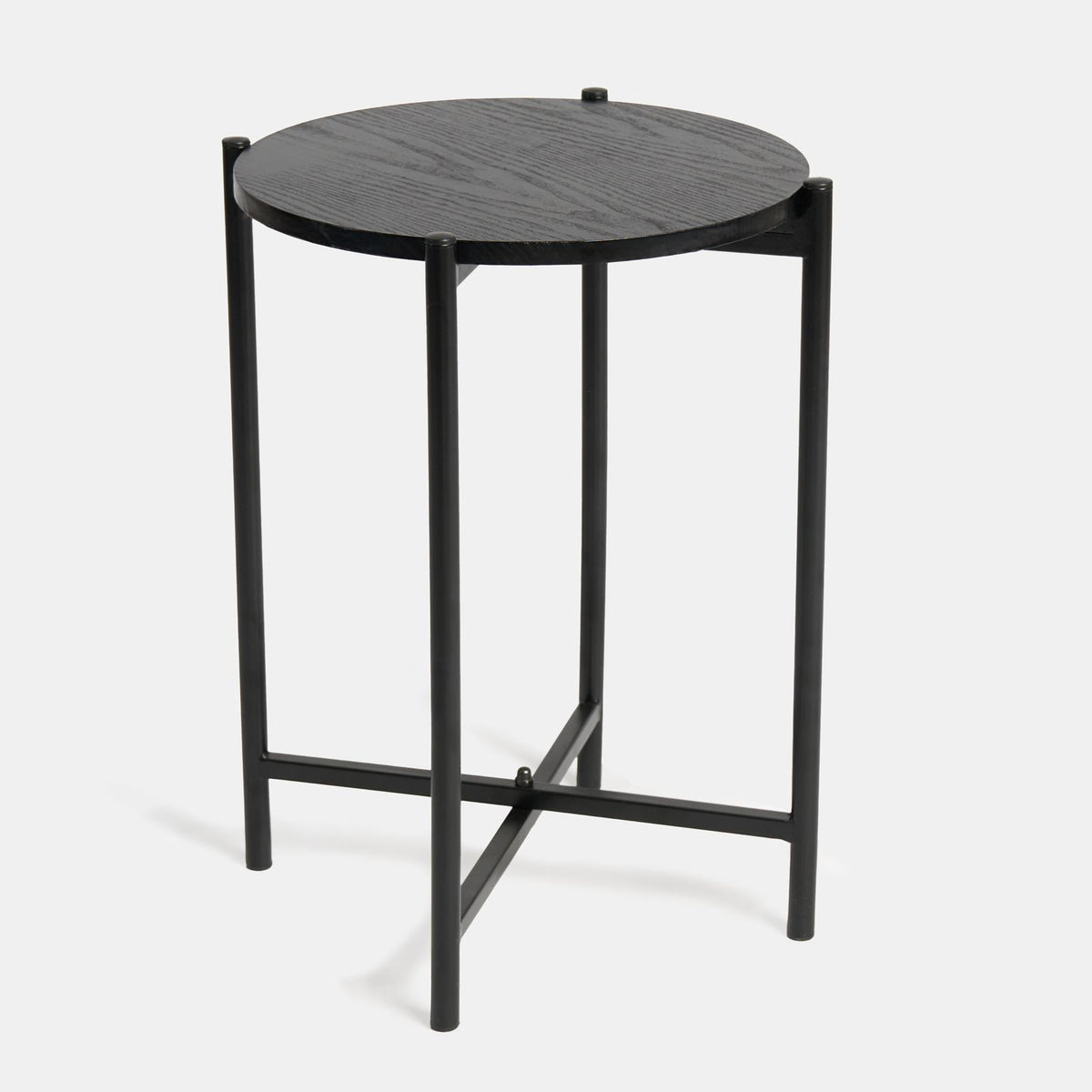 OHS Round Side Table Coffee End Tables with Metal Frame Decorative Nightstand