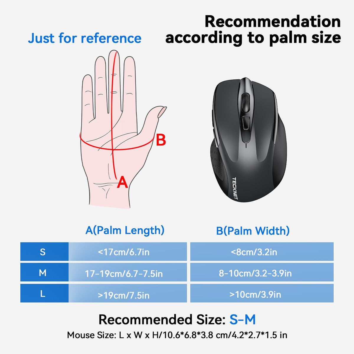 TECKNET Bluetooth Mouse, Rechargeable Bluetooth Wireless Mouse