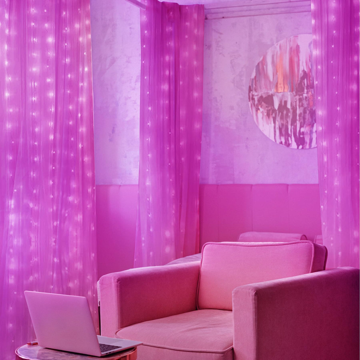 Lezonic Curtain Fairy Lights, 3m×3m 300LED Curtain String Lights Plug in