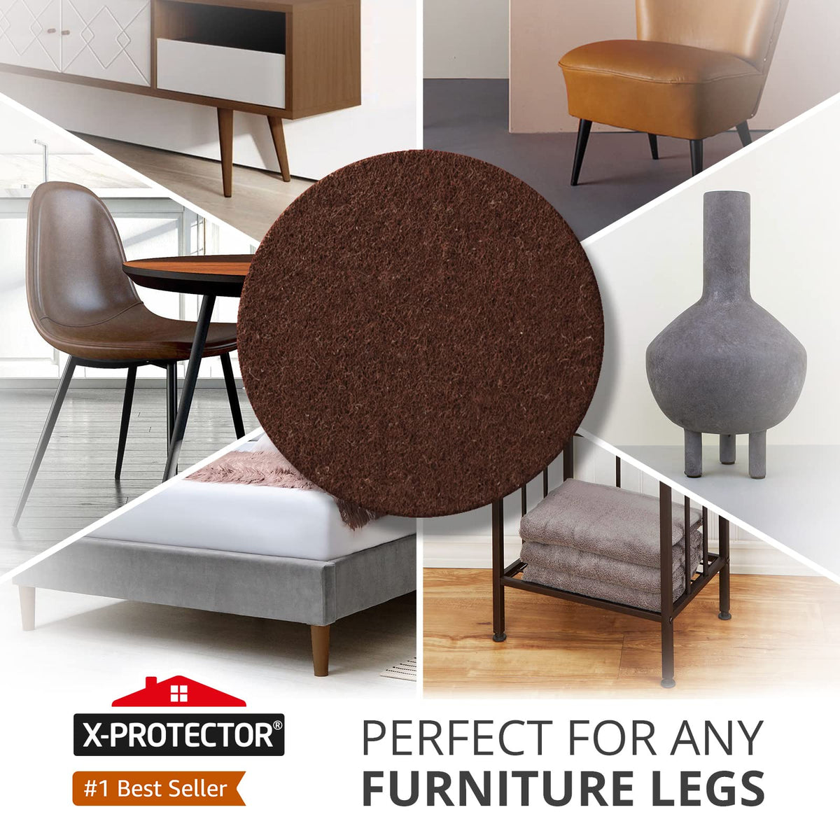 Chair Pads Floor Protectors X-PROTECTOR 48 PCS 25mm - Felt Furniture Pads
