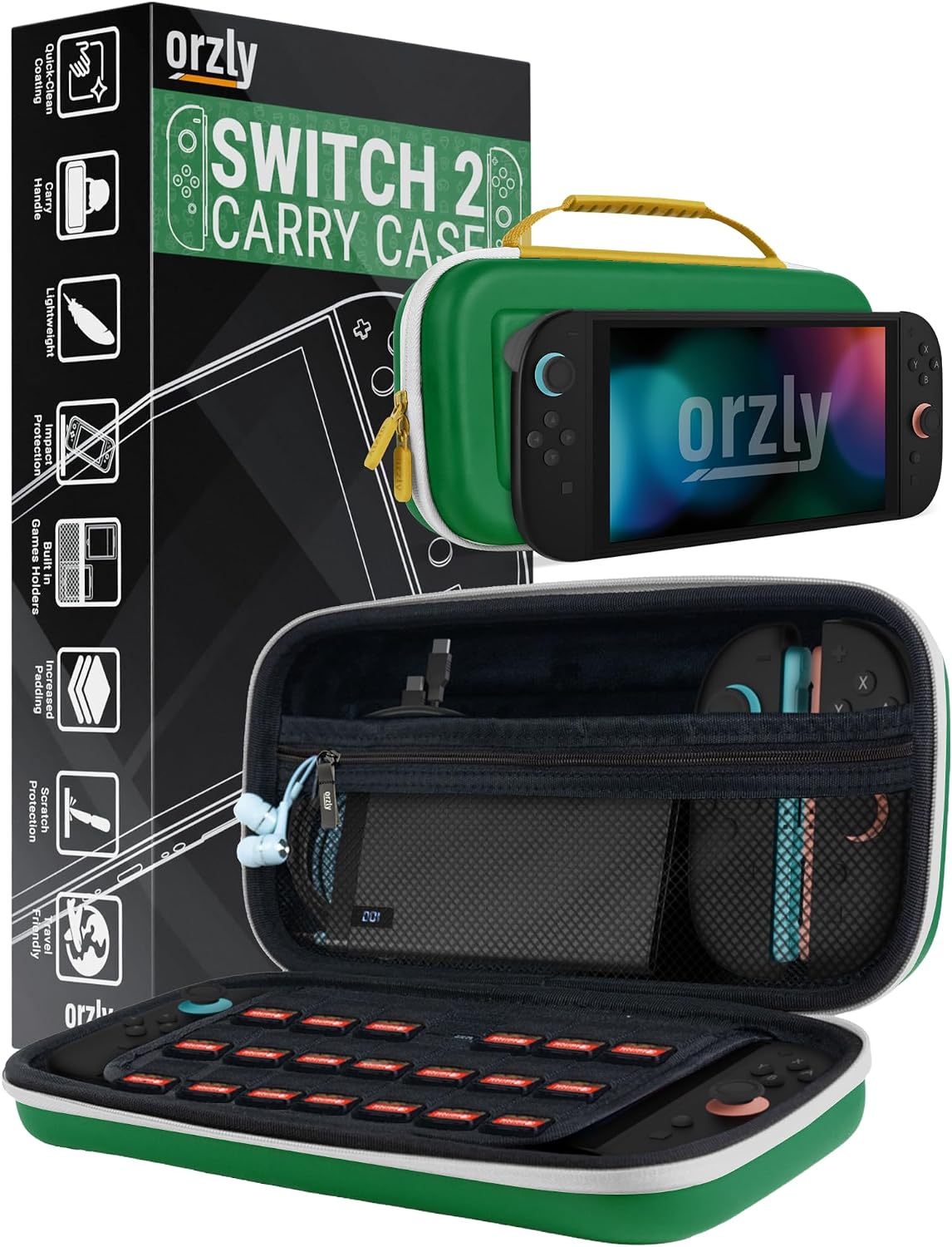 Orzly Carry Case for Nintendo Switch Lite Protective Hard Shell Portable Travel Carry Case with Storage for Accessories & Game Cartridges (Red & White)