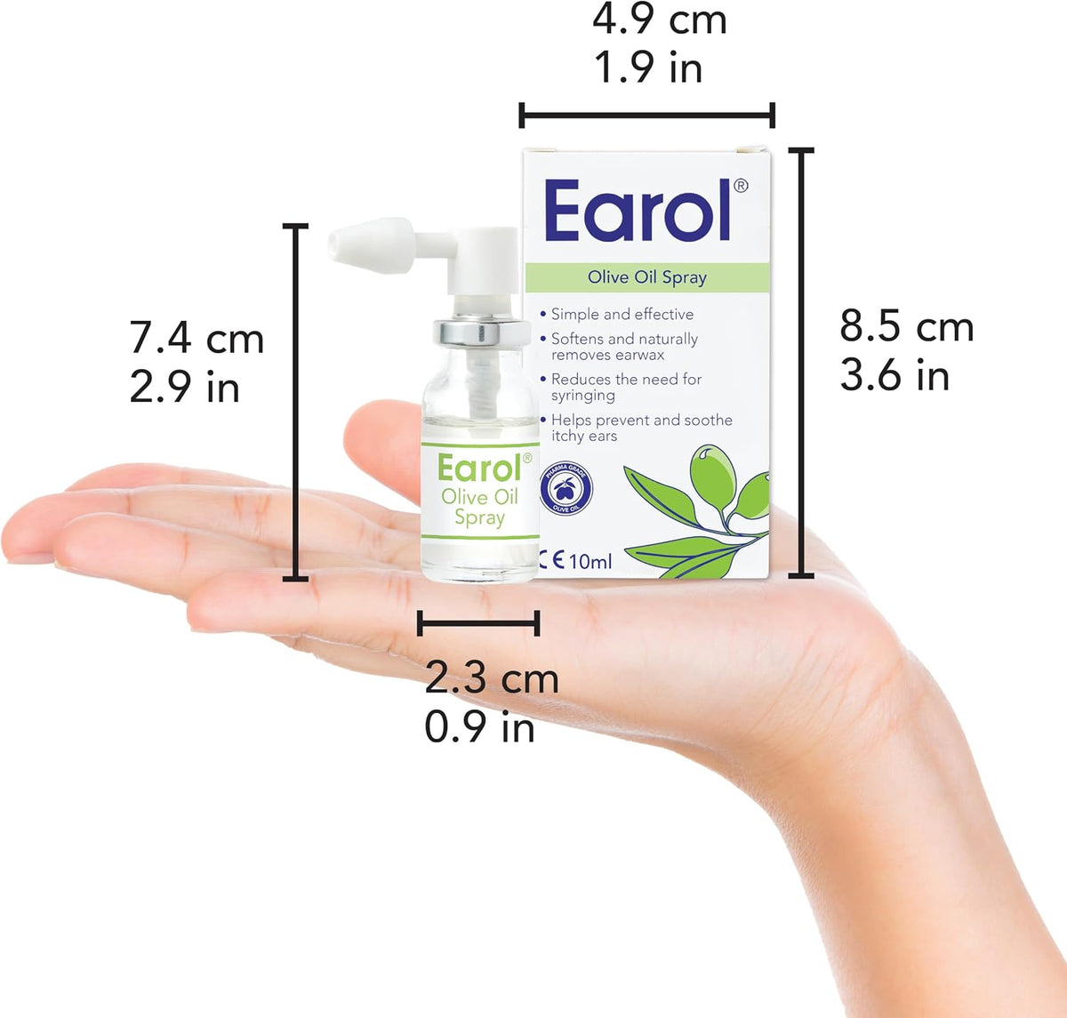 Earol Olive Oil Ear Wax Removal Spray, Clinically Proven, 10ml (Pack of 2)