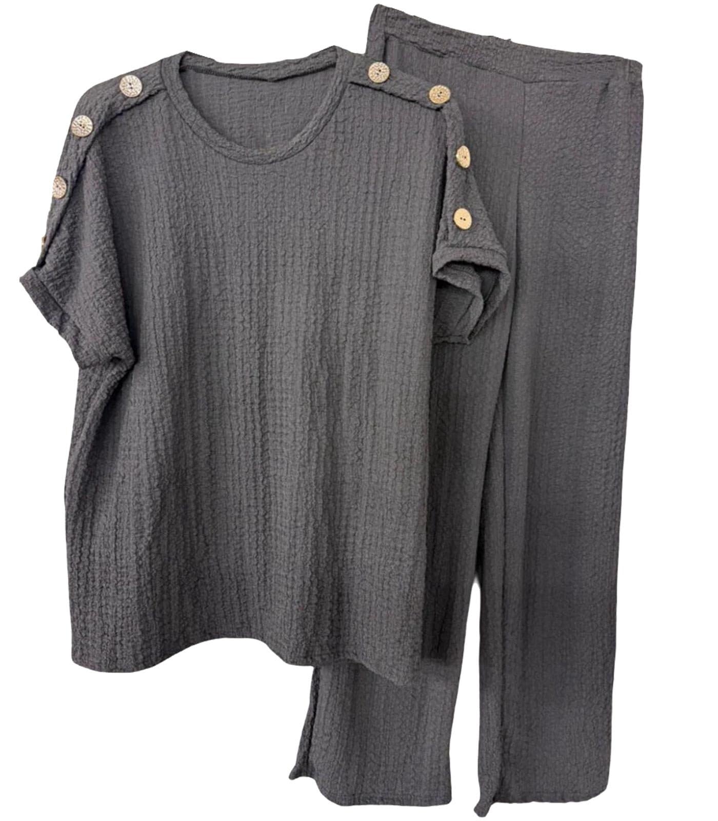 2 Piece Sets Tracksuit for Women Casual Summer Travel Vacation Outfits Short Sleeve Sweatsuits Matching Wide Leg Crop Pants Track_suits Lounge Sets