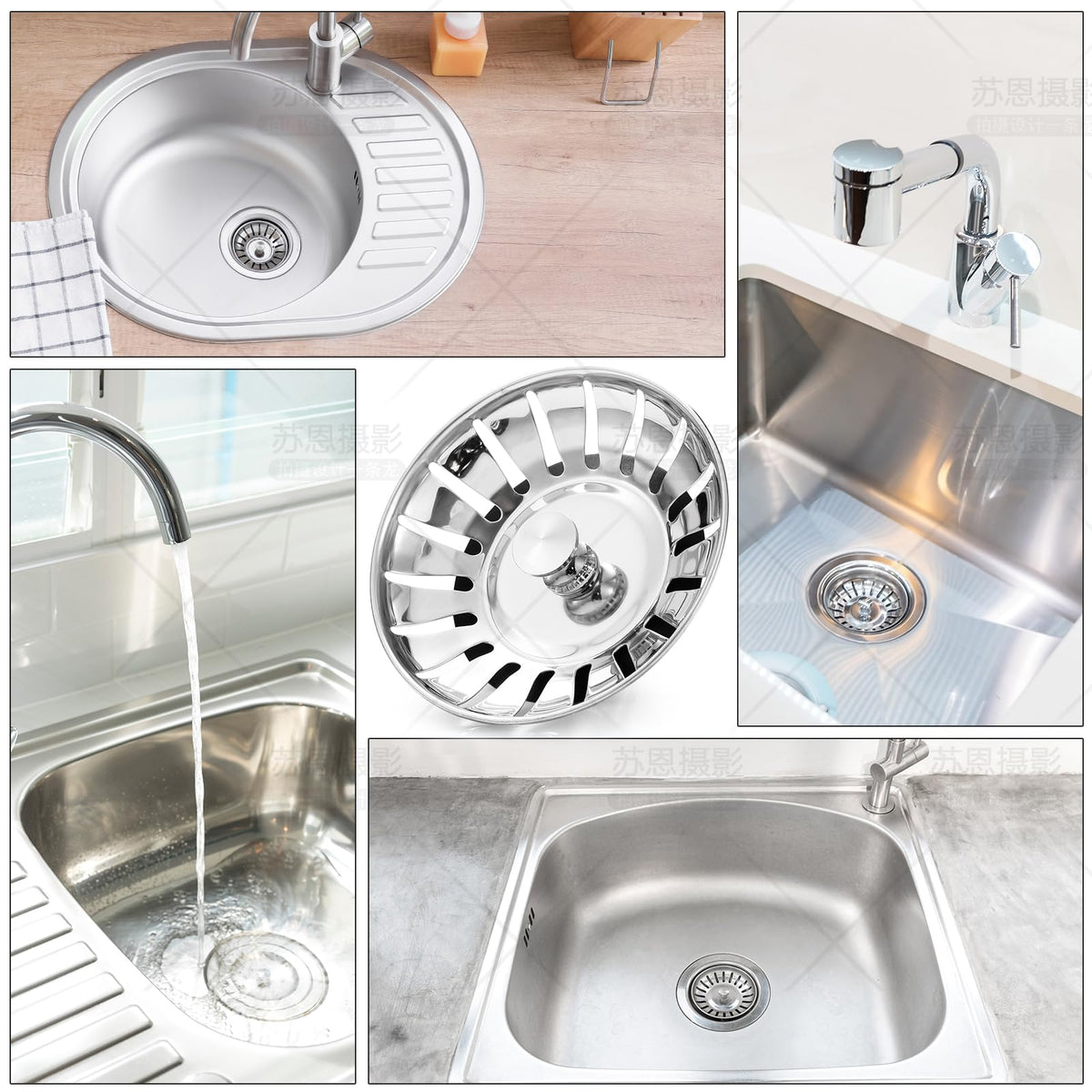 Upgraded Kitchen Sink Plug Strainer Stainless Steel Strainers Sink Plugs Replacement Drain Stopper for Food/Hair Catcher - UK Sinks Hole Diameter (78mm)