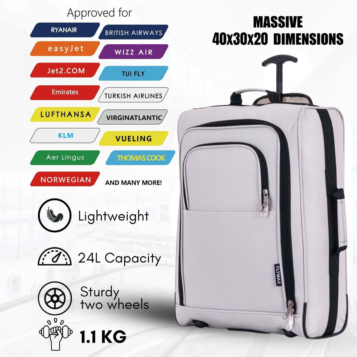Easyjet 45x36x20 Carry on Suitcase Approved Underseat Cabin Bag Case Lightweight Hand Luggage 1.3kg 33L Black