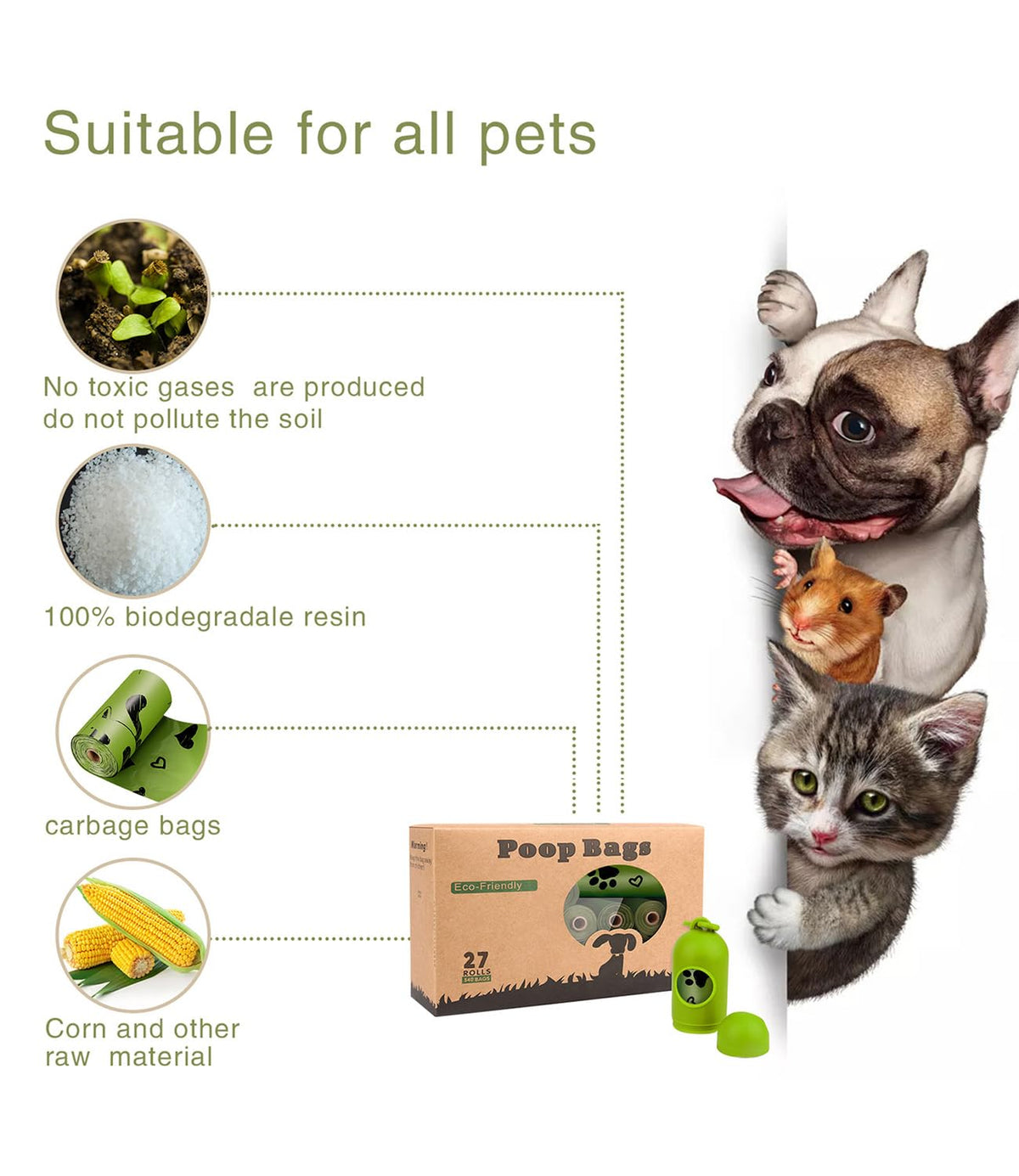 Biodegradable Dog Poo Bags with Dispenser Leak Proof - 280 Count Scented