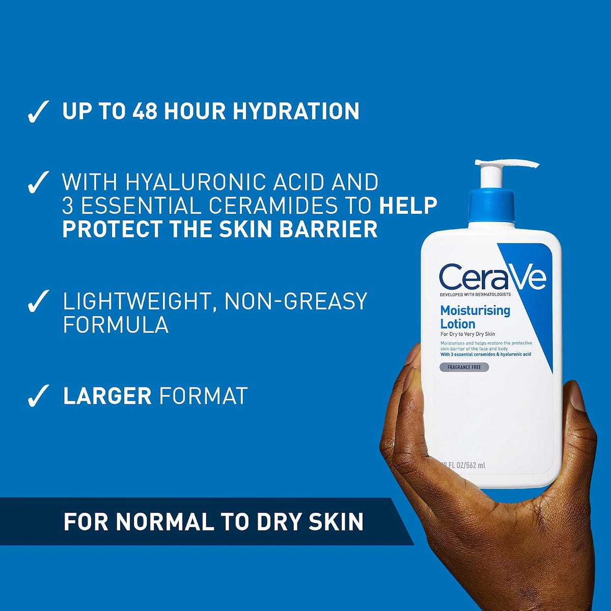 CeraVe Moisturising Lotion with Ceramides for Normal to Dry Skin, 473ml
