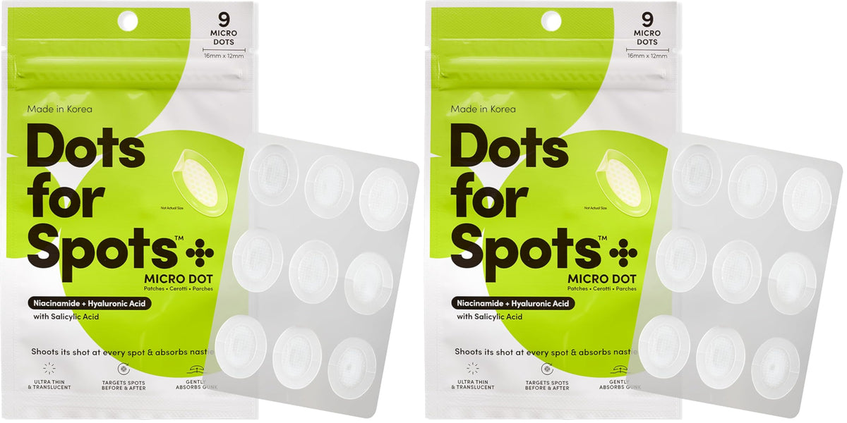 Dots for Spots Oval Spot Patch with Micro Darts - Pack of 9 Translucent Spot Treatment Stickers Infused With Niacinamide & Salicylic Acid - Fast-Acting, Vegan & Cruelty Free Skin Care