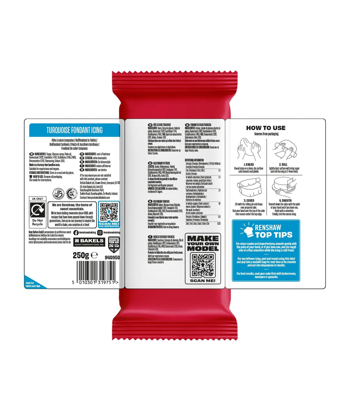 Renshaw White Ready to Roll Fondant Icing, 500 g (Pack of 1)