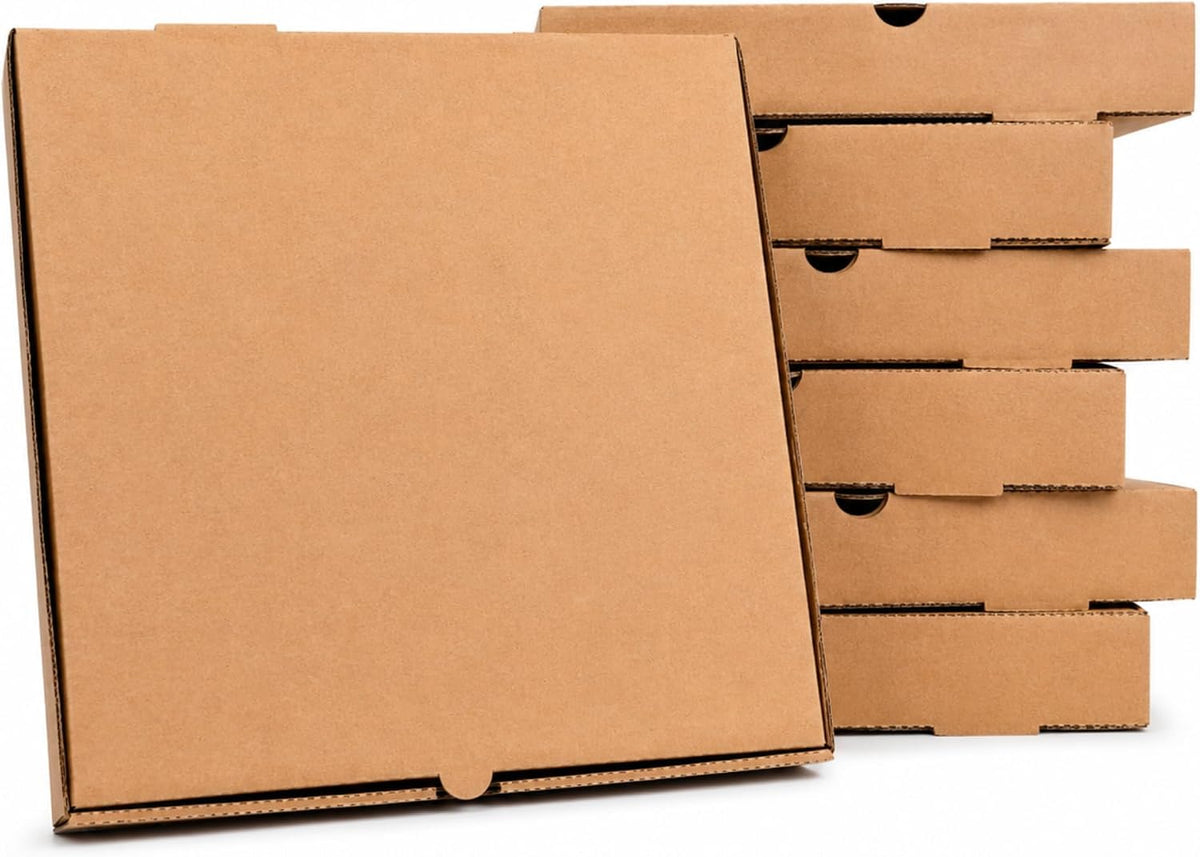Pizza Boxes — Lightweight Food Boxes— Plain Pizza Style Postal Boxes with Rear Vent Hole - Easy to Transport (Plain 9 Inch - 100 Pizza Boxes)