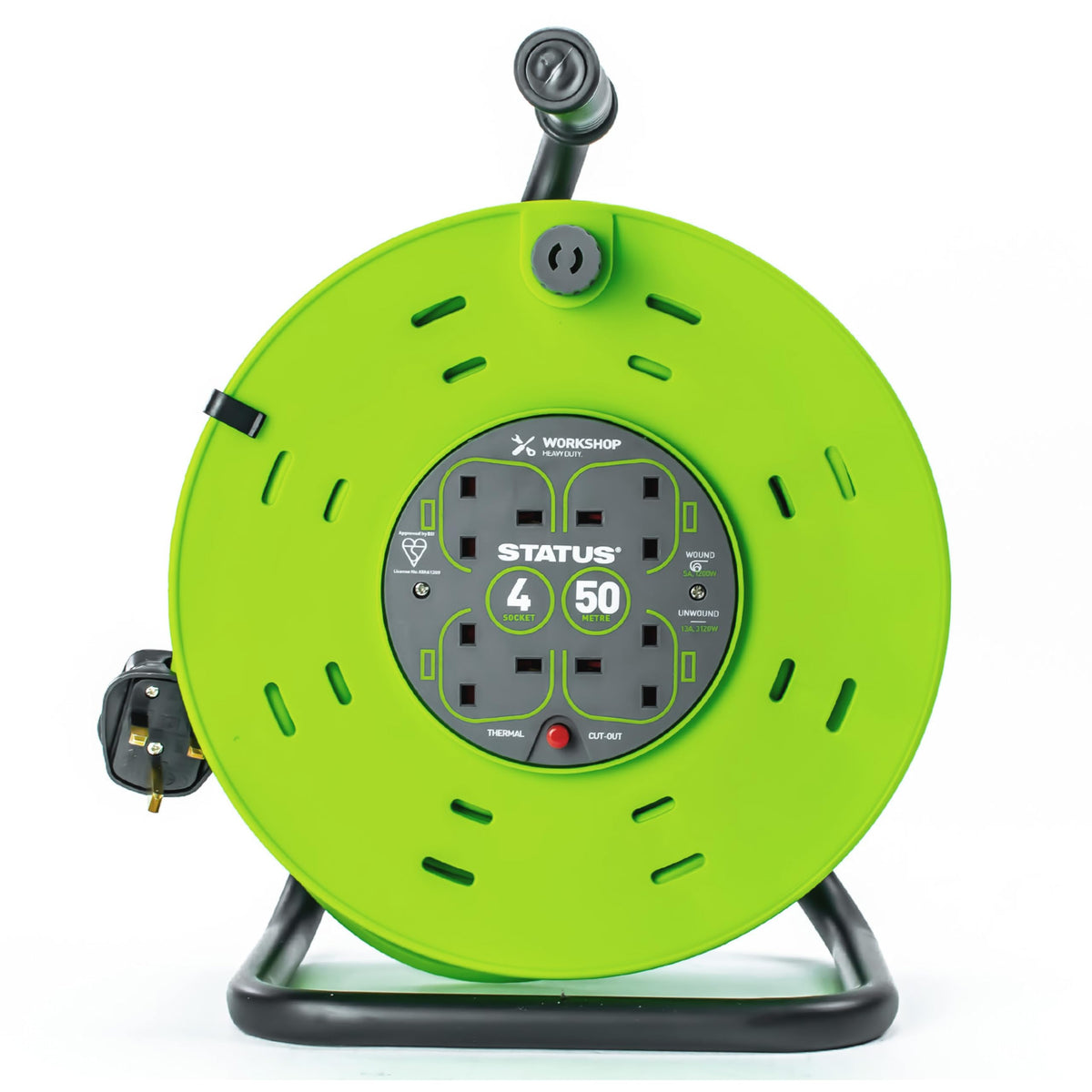 IONOS 2 Socket Cable Reel, 10m Outdoor Garden Extension Lead, DIY