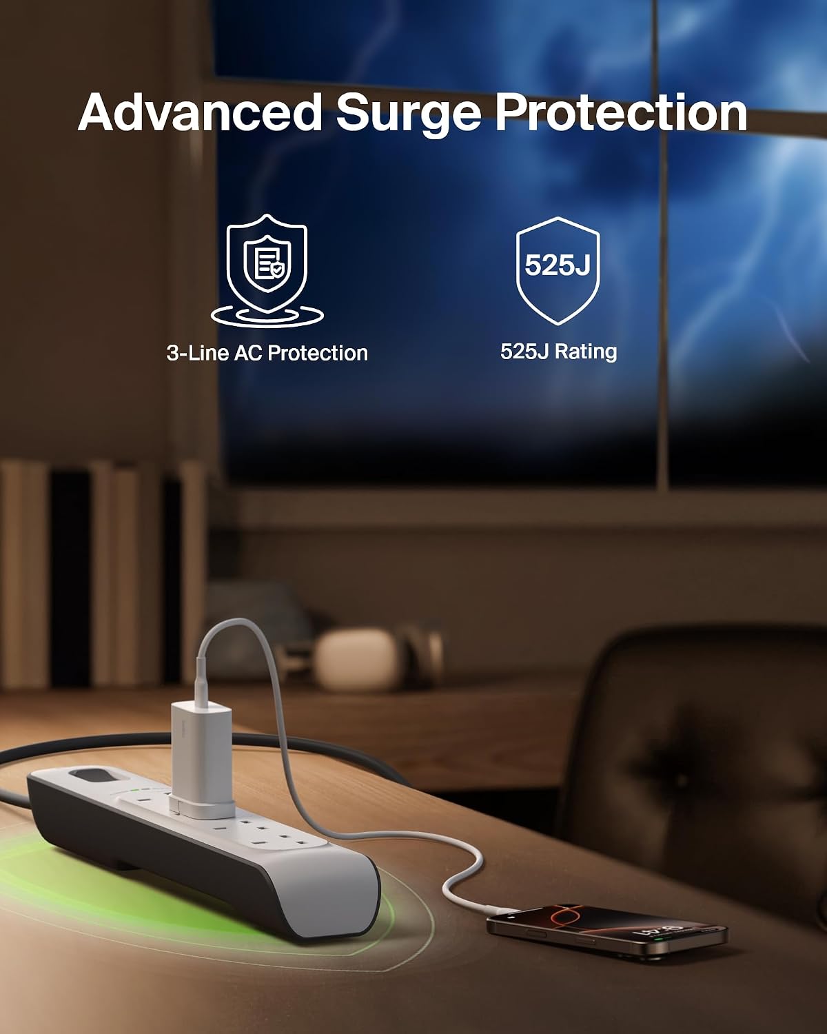 Belkin 4 Way/4 Plug 2 m Surge Protection Extension Lead Strip, White