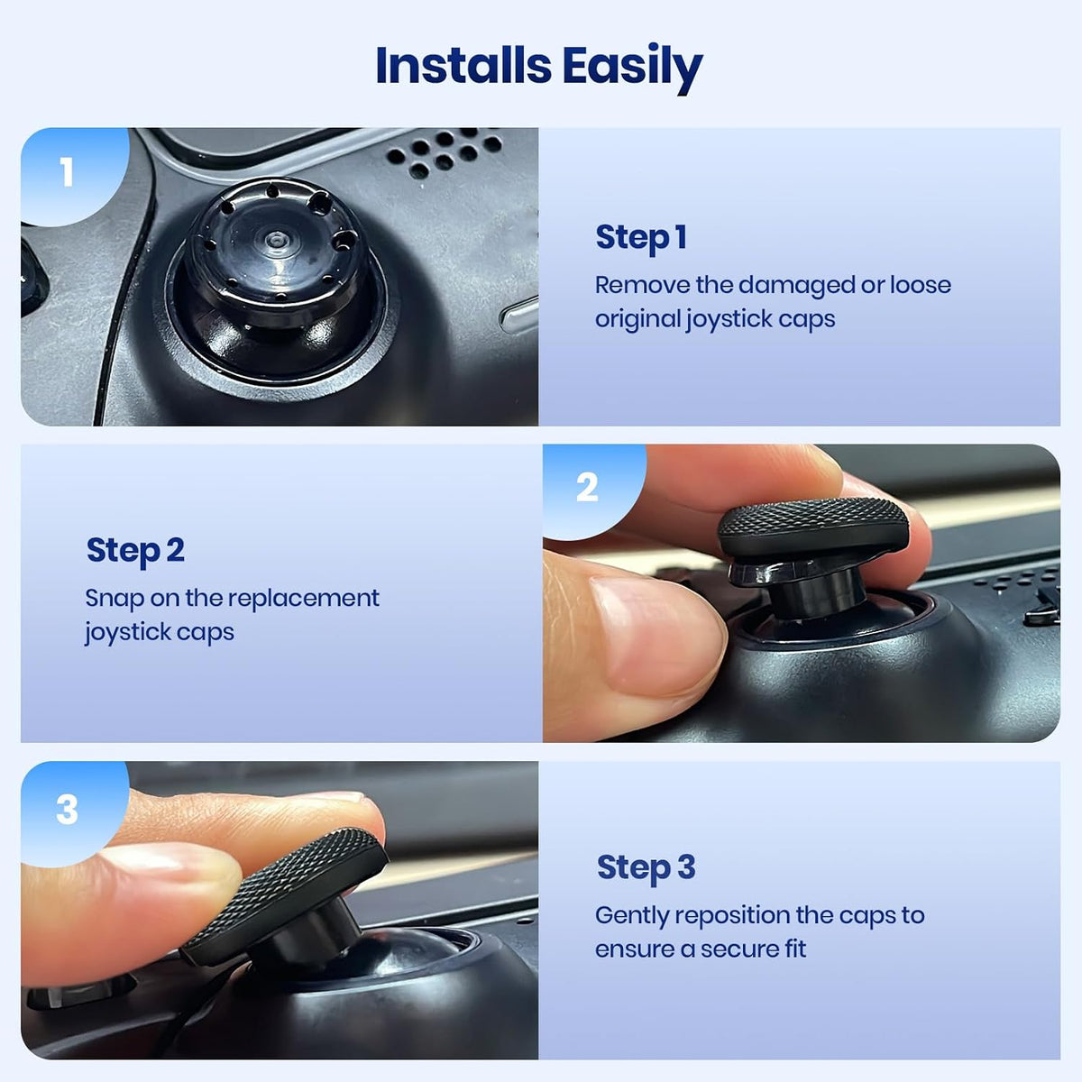 NEWDERY Joystick Replacement Grip Caps for PS5/PS4 Controller