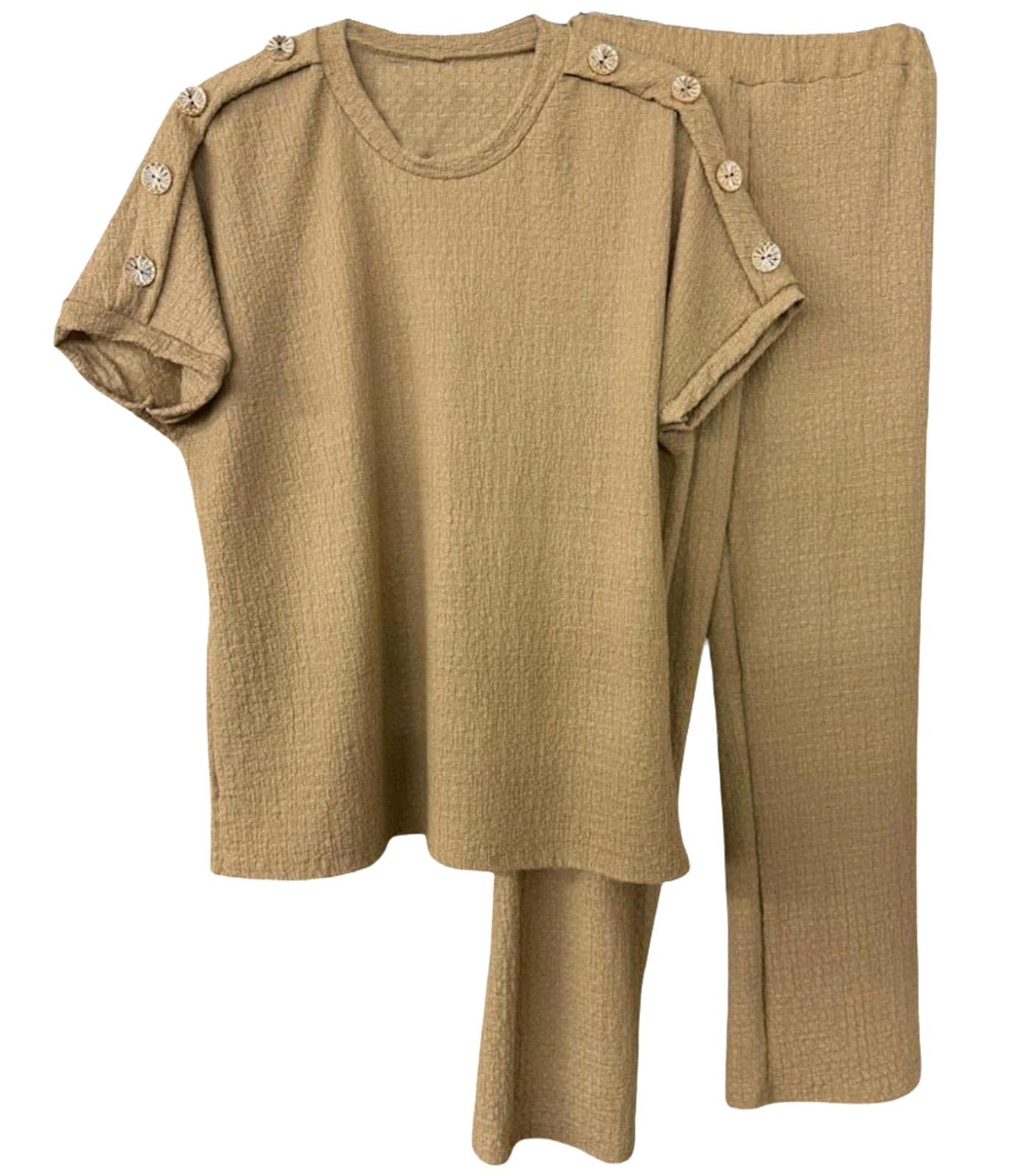 2 Piece Sets Tracksuit for Women Casual Summer Travel Vacation Outfits Short Sleeve Sweatsuits Matching Wide Leg Crop Pants Track_suits Lounge Sets