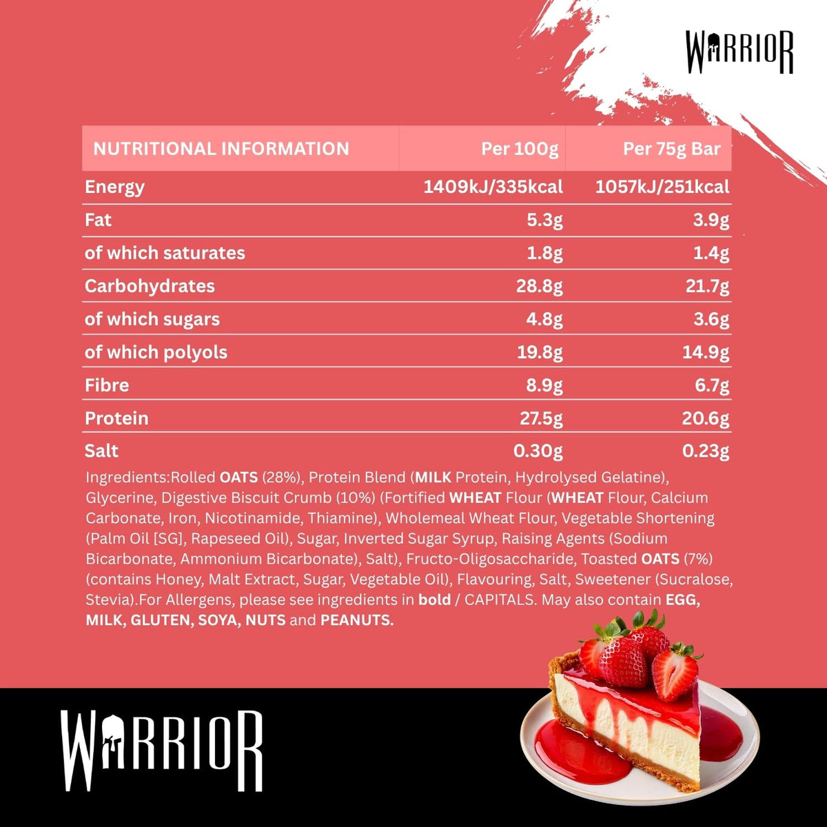 Warrior RAW Protein Bars 12 x 75g High Protein Oat Flapjack Snack