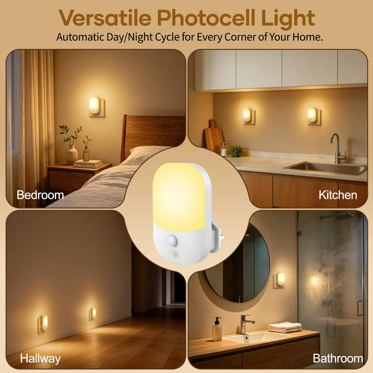 2 Pack Night Light Plug in Wall, Dimmable LED Night Light with Dusk to