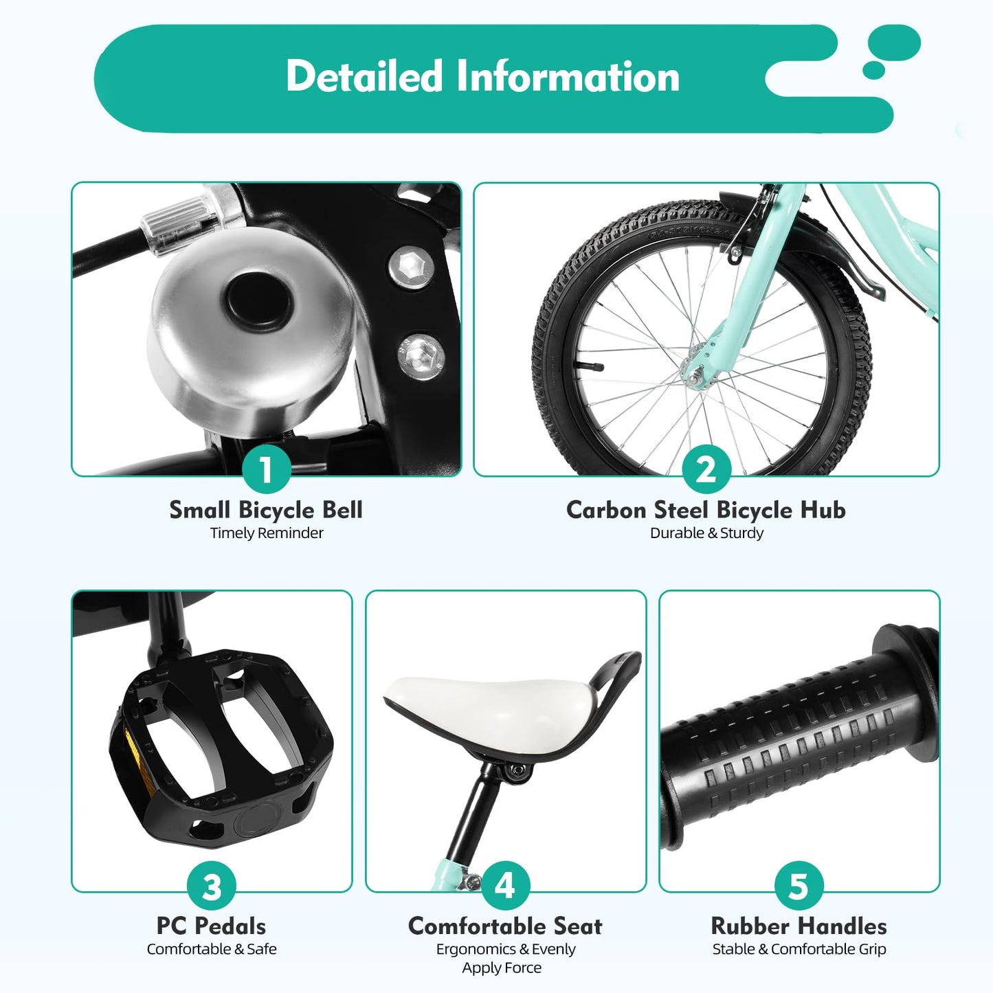 16 Inch Kids Bike with Training Wheels | For Boys & Girls Ages 5-8 | Dual Hand Brakes, Mudguards, Carbon Steel Frame Children's Bicycle