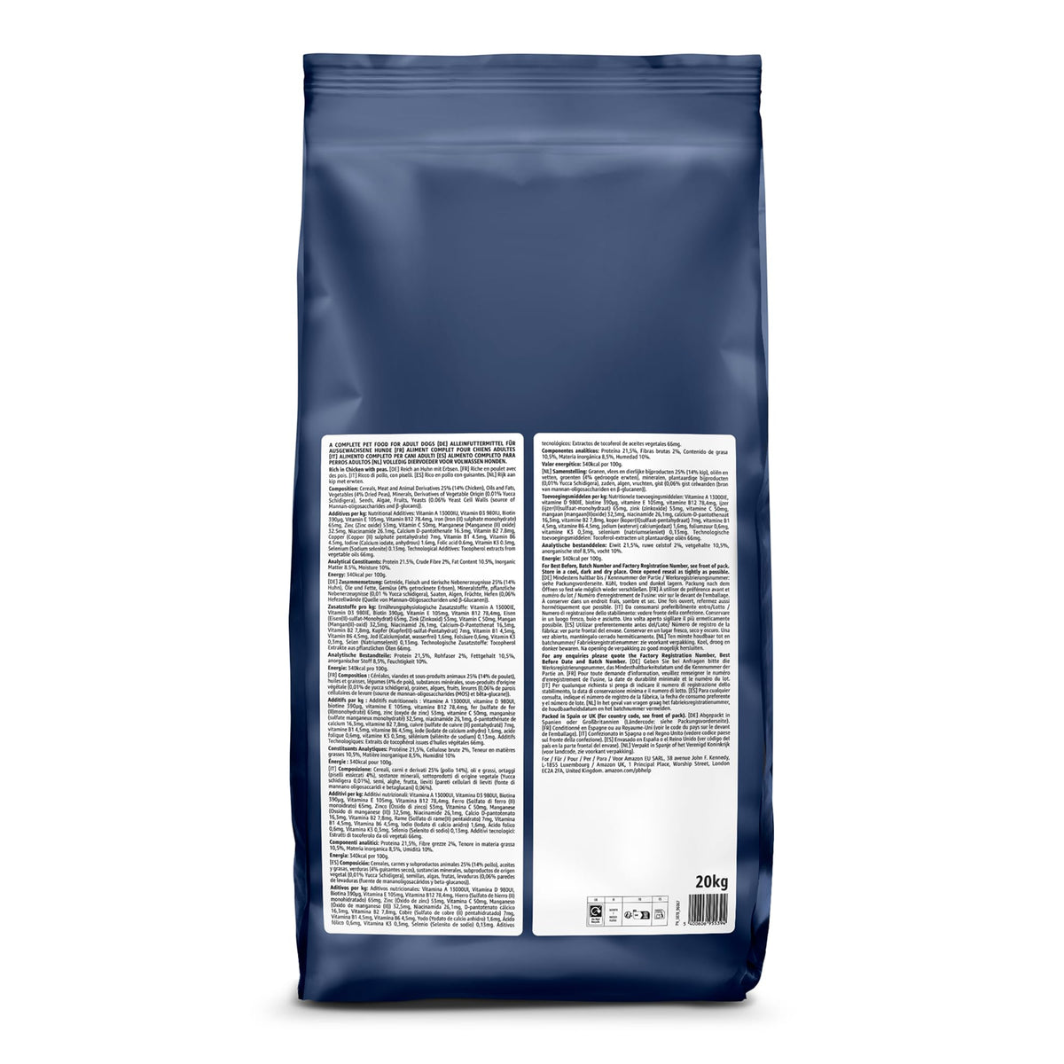 by Amazon - Complete Dry Dog Food for Adult Dogs, Rich in Beef with Peas, 2 Pack of 5kg