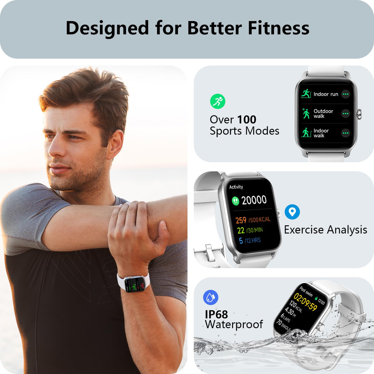 Smart Watch for Women, Answer/Make Calls, Alexa Built-in, [1.8"HD Screen] Smart Watches for Women iPhone/Samsung/Android, Fitness Watch with Heart Rate Sleep SpO2 Monitor,IP68 Waterproof, 100+ Sports