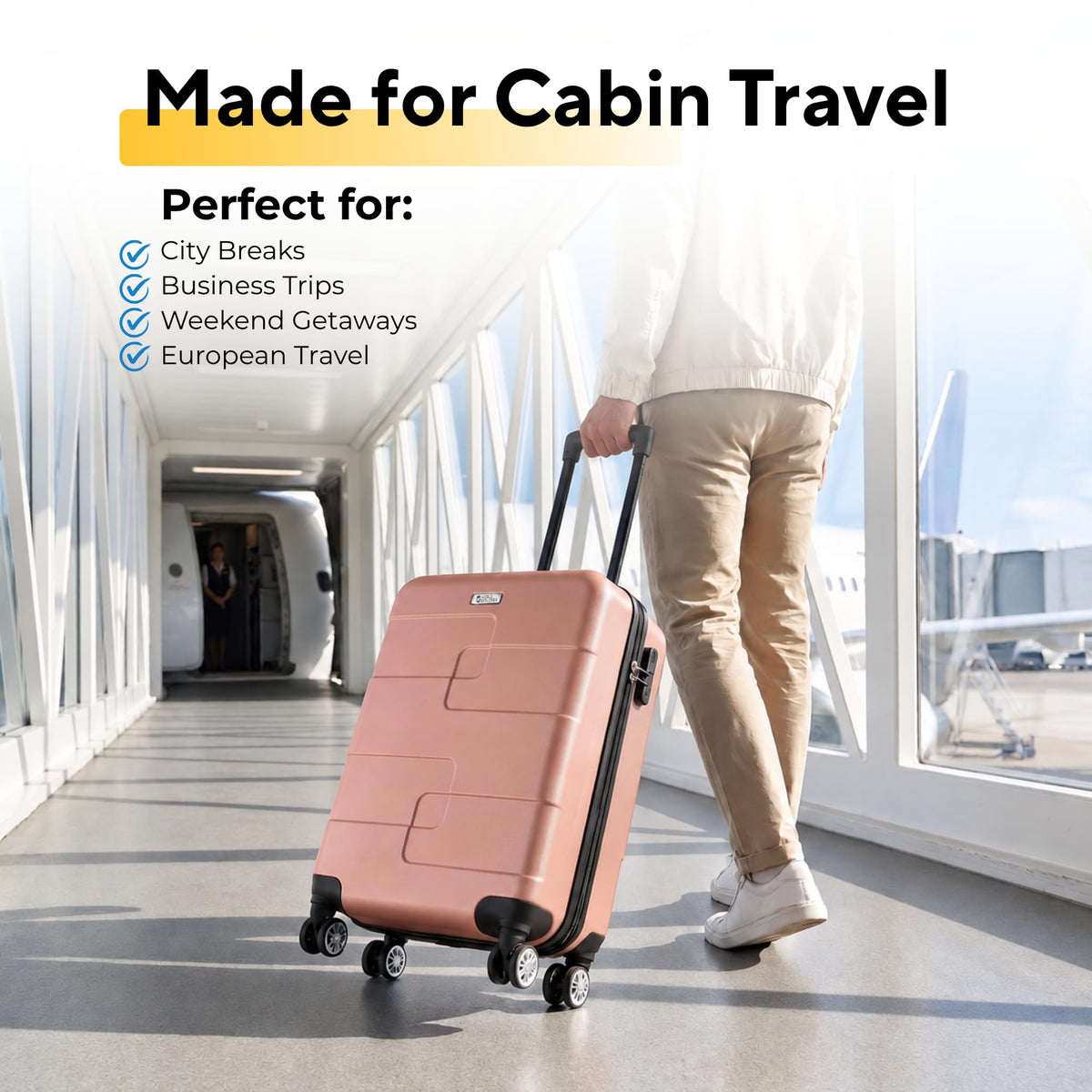 WORLD EXPLORER Cabin Suitcase 55x40x20cm, 34L Carry-On Cabin Bag, Dark Grey
