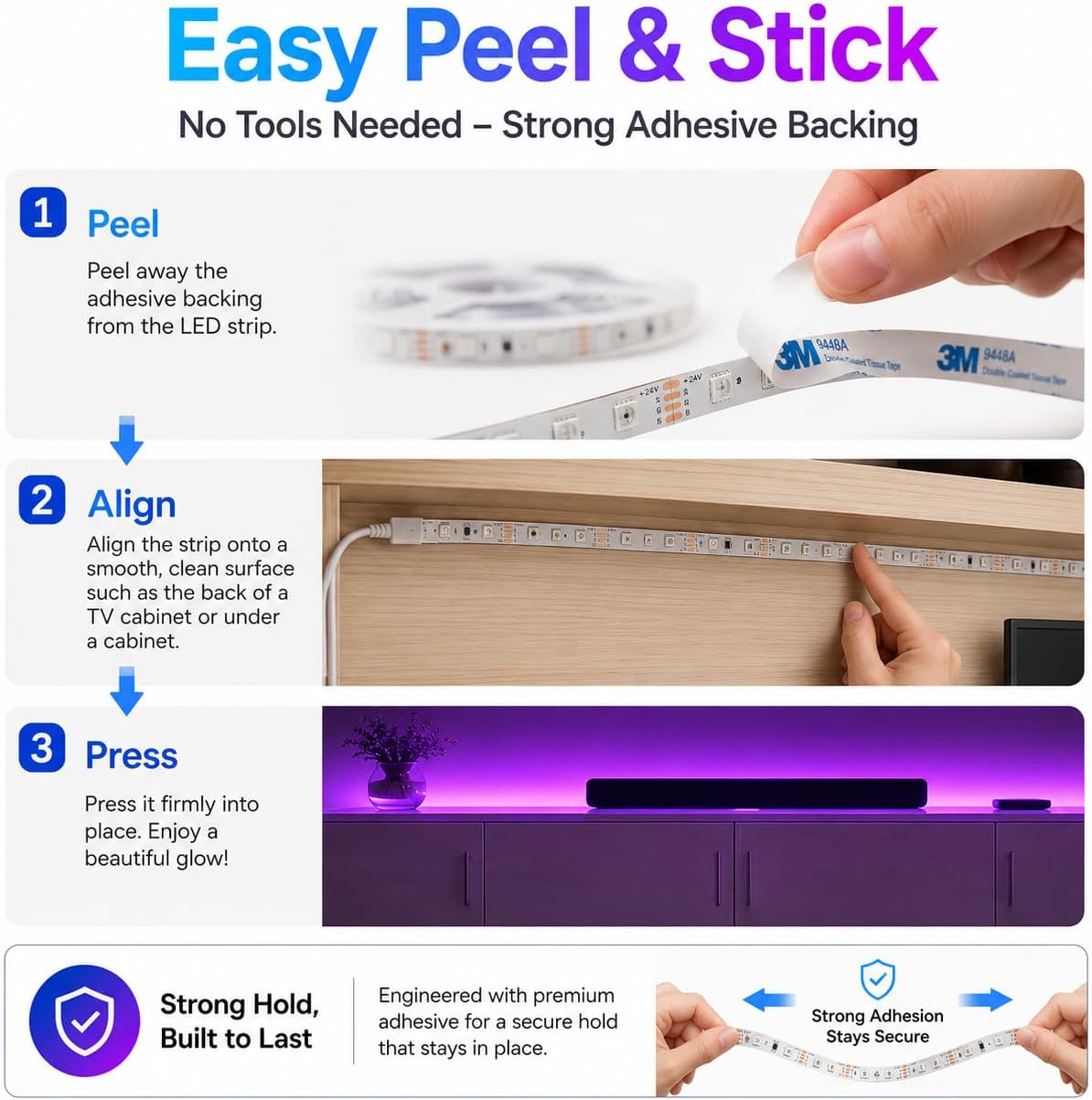 20M RGB LED Strip Lights for Bedroom, Music Sync Colour Changing LED Tape with Bluetooth App & Remote, 16M Colours, Dimmable, Timing Mode, Self-Adhesive for Home Party Kitchen Christmas Decor