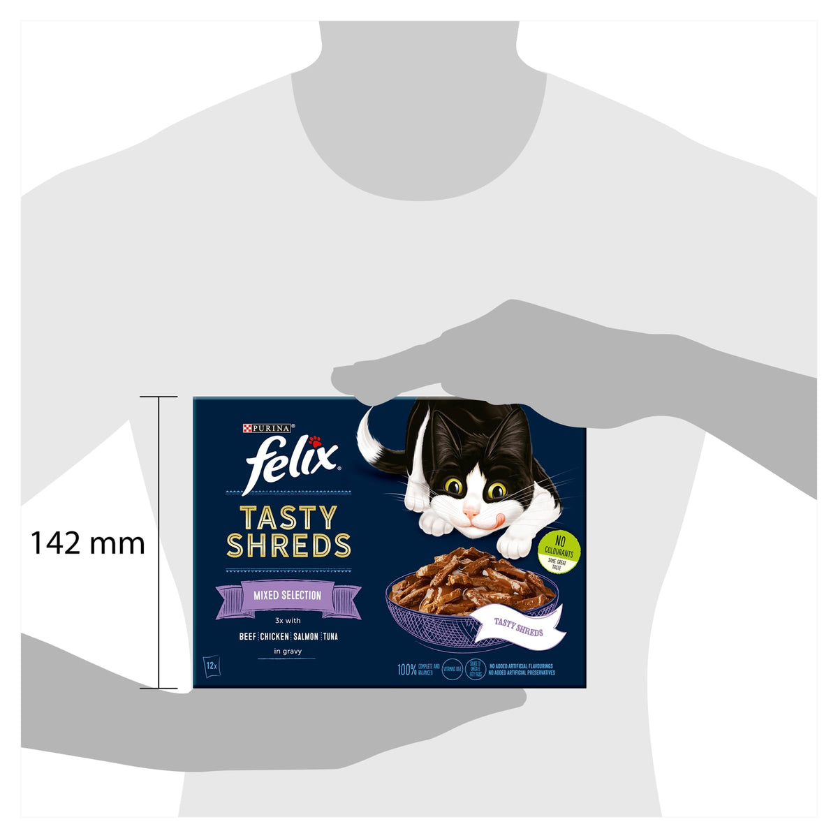 FELIX Tasty Shreds Adult Wet Cat Food Mixed Selection in Gravy Chicken, Beef, Tuna, Salmon 40 x 80g Pouches