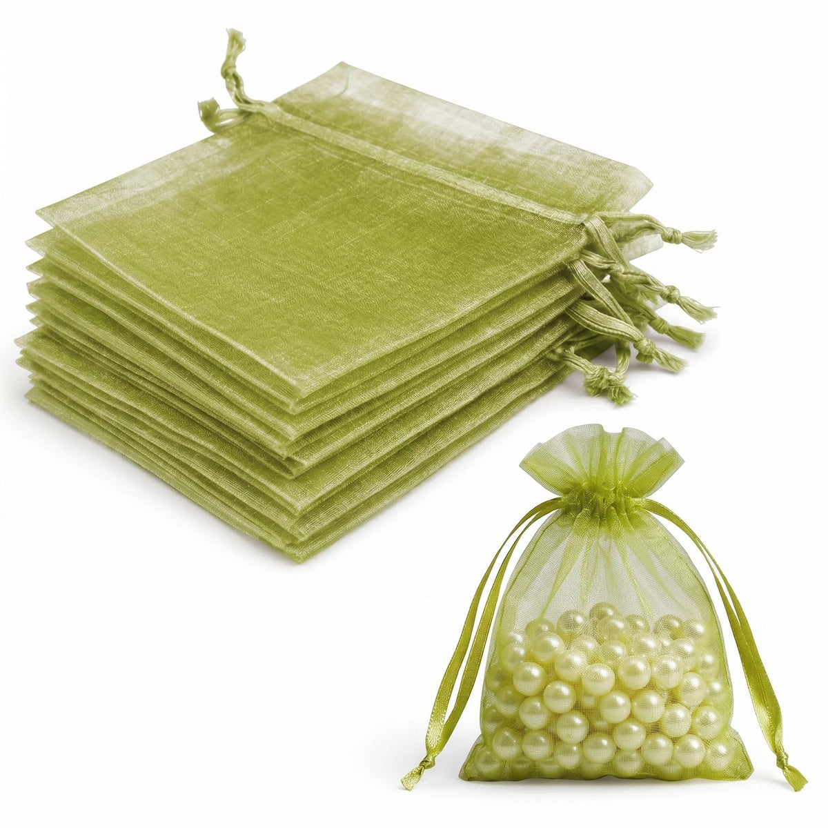 Lafefe 20Pcs Organza Gift Pouches, 7x9CM Clear Mesh Drawstring Pouches, Organza Gift Bags for Wedding Favours, Party, Festival, Candy and Game Favour Bags - Pink