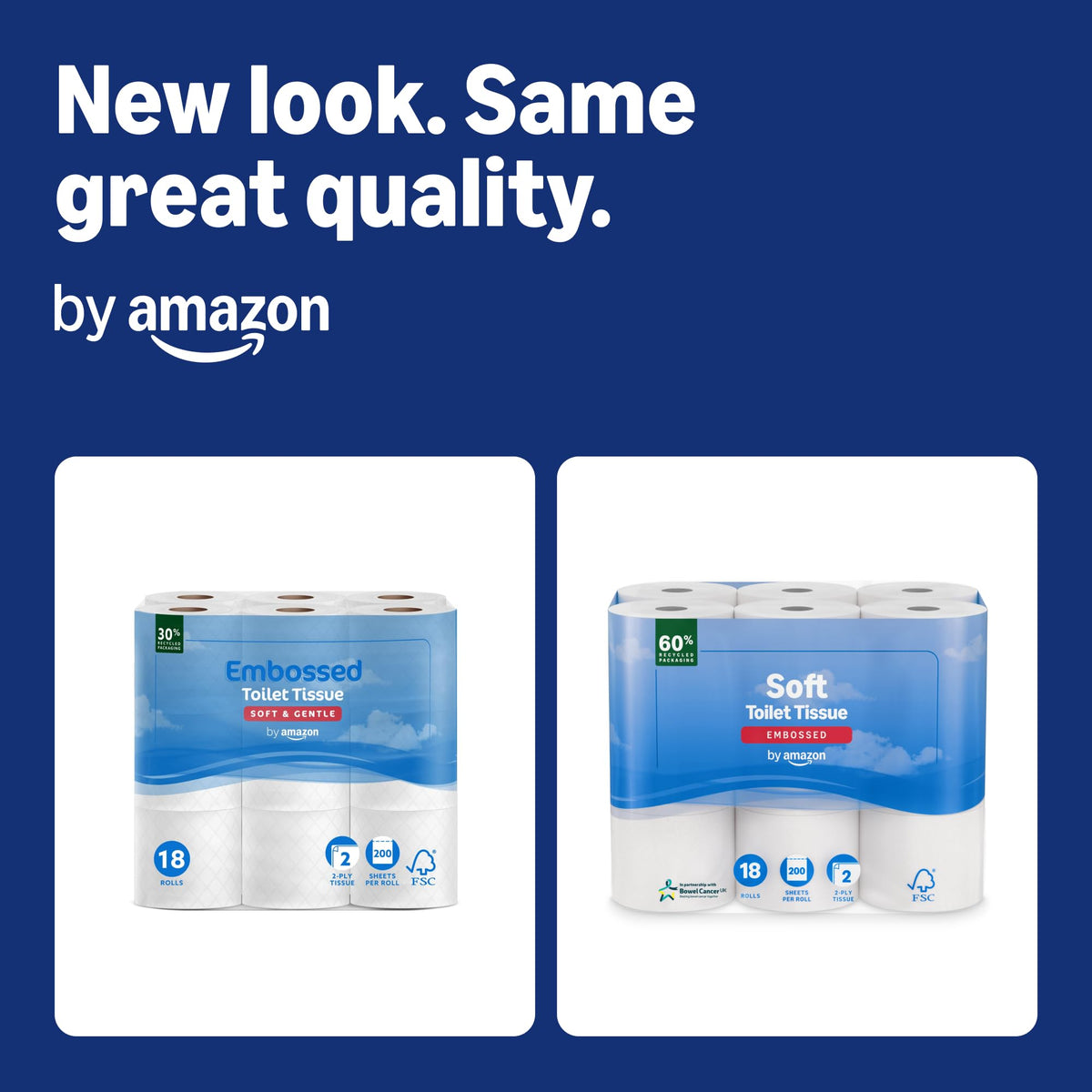 by Amazon Soft Toilet Tissue, 2-Ply, 45 Rolls (5 Pack of 9), 200 Sheets per Roll