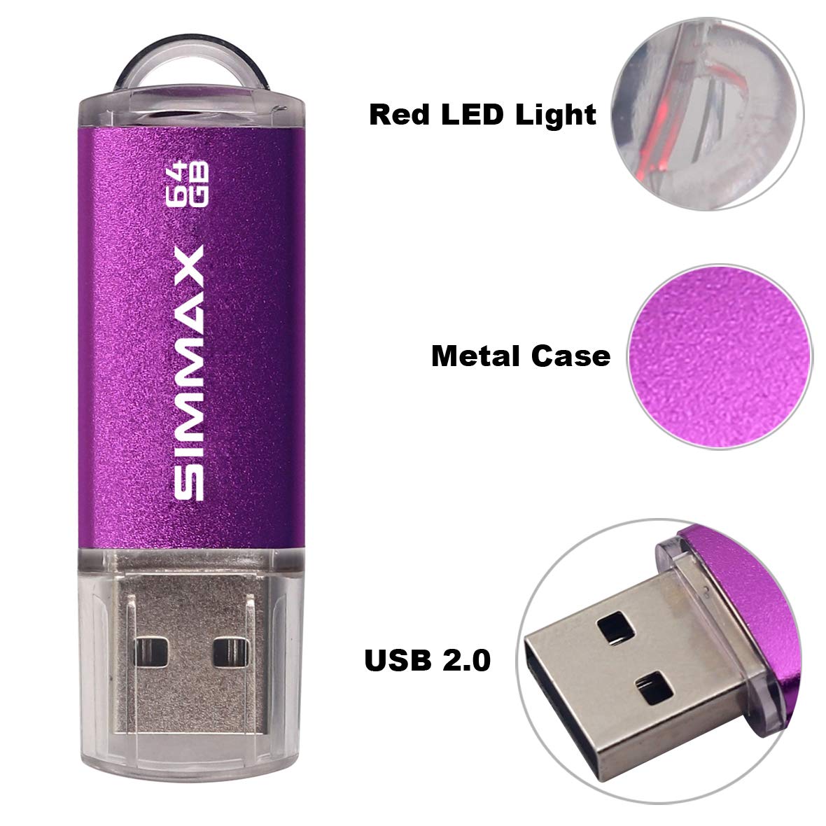 SIMMAX 32GB Memory Stick USB 2.0 Flash Drives Swivel Thumb Drive Pen Drive (32GB Purple)
