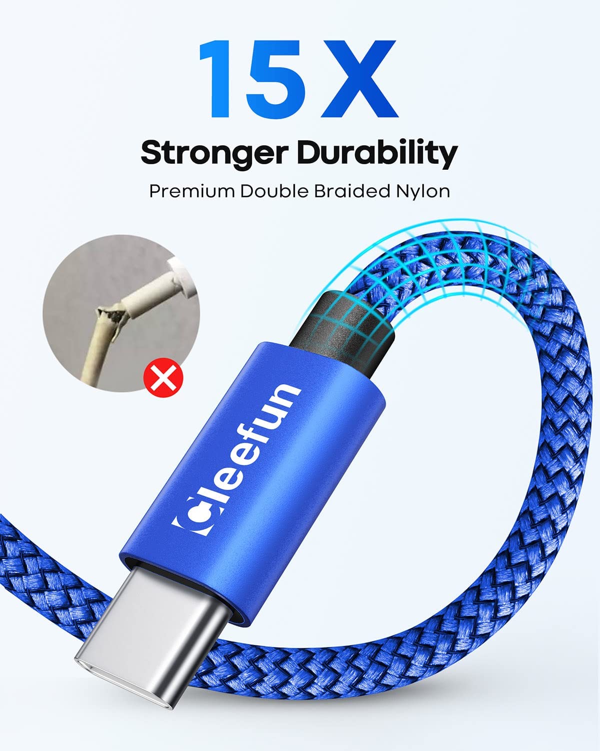 CLEEFUN 3M USB C Cable (2-Pack), Long PS5 Controller Charger Fast Charging
