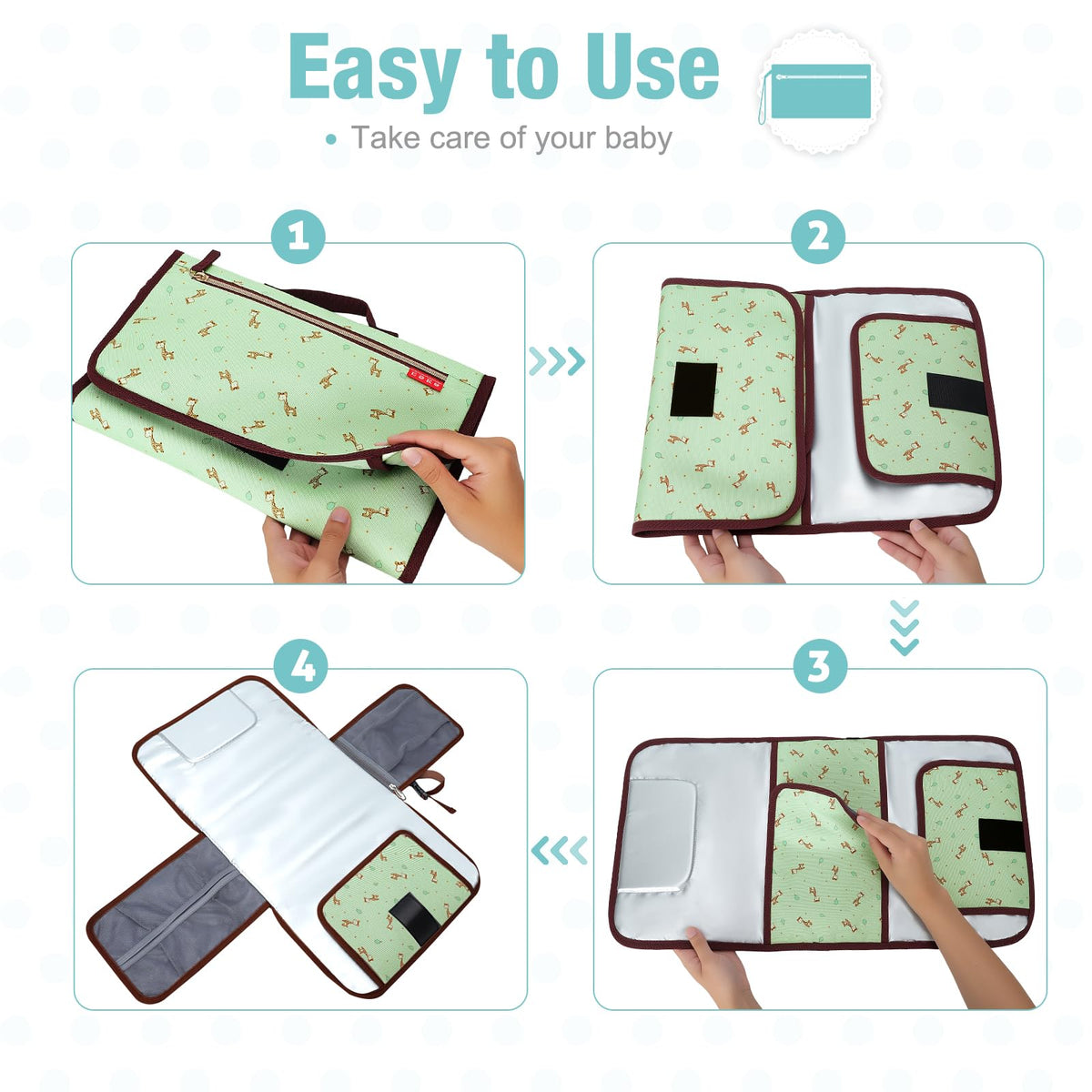 Lekebaby Portable Nappy Changing Mat Travel Baby Change Mat