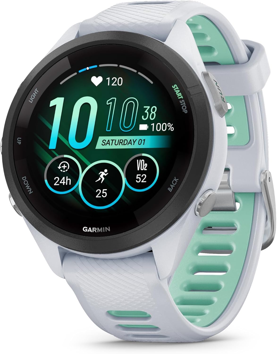 Garmin Forerunner 265S, 42mm GPS running smartwatch, Whitestone