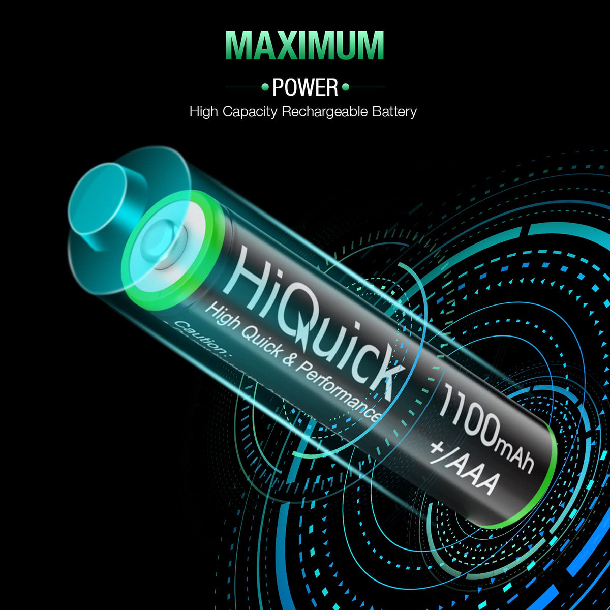 HiQuick 16 Pack AA AAA Rechargeable NiMH Batteries Set,1200 Cycles
