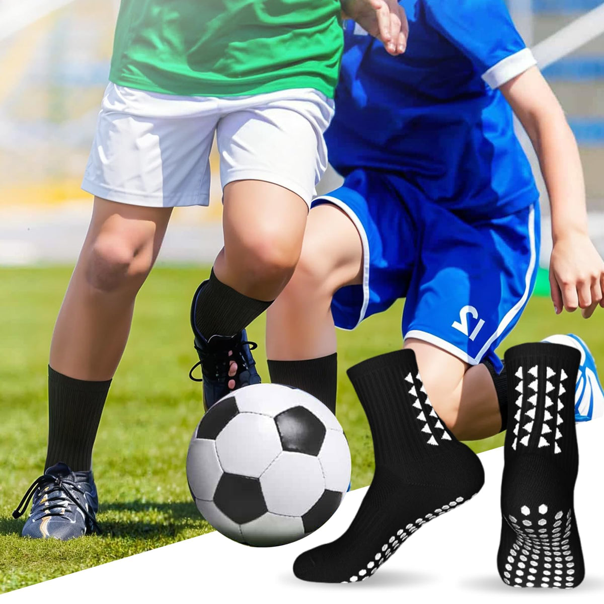 3 Pairs Breathable Kids Grip Socks, Sweat-Absorbent Boys Socks, Grip Socks Football Kids for Running Hockey Football