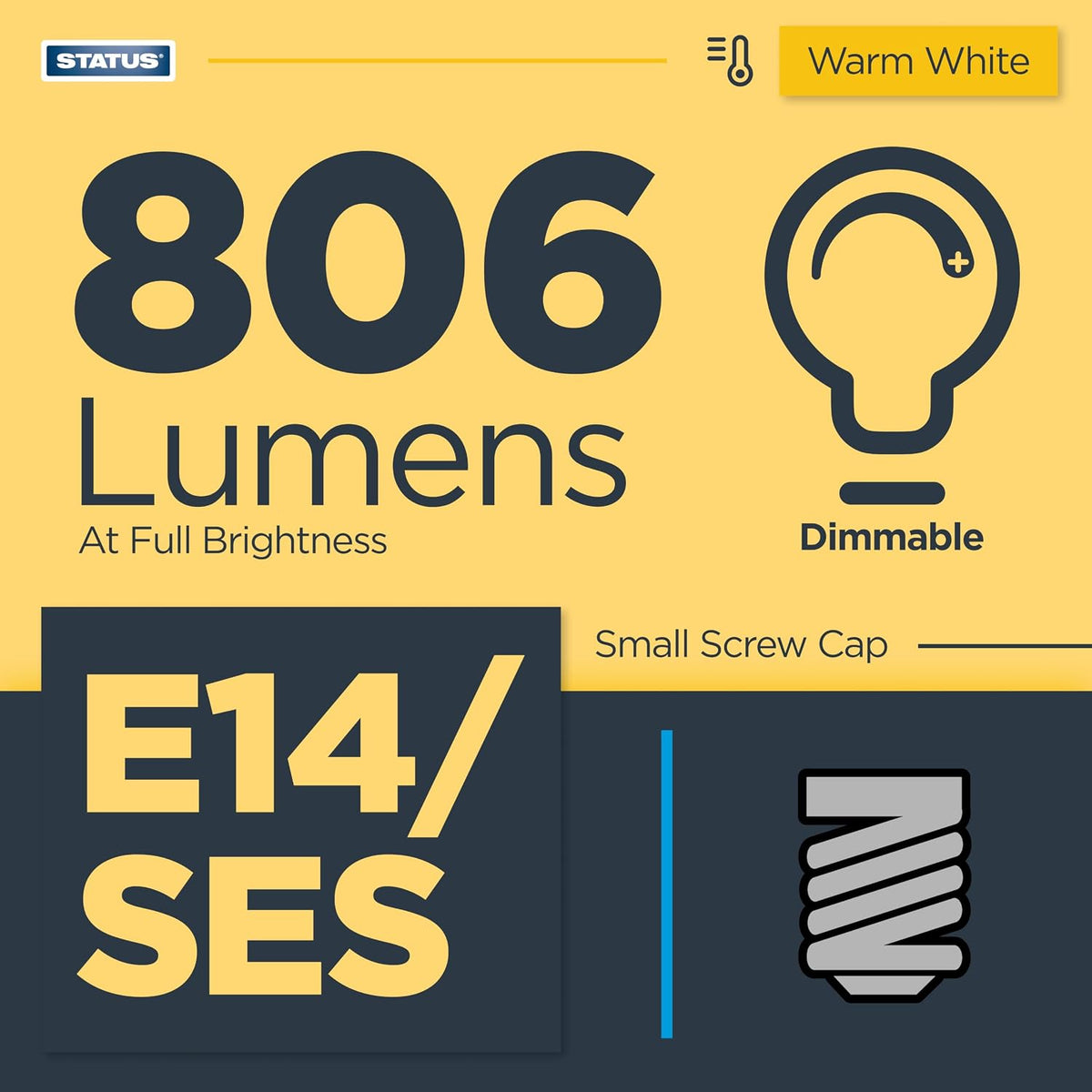 Status 8W Candle LED SES E14 Small Screw Cap Opal Warm White
