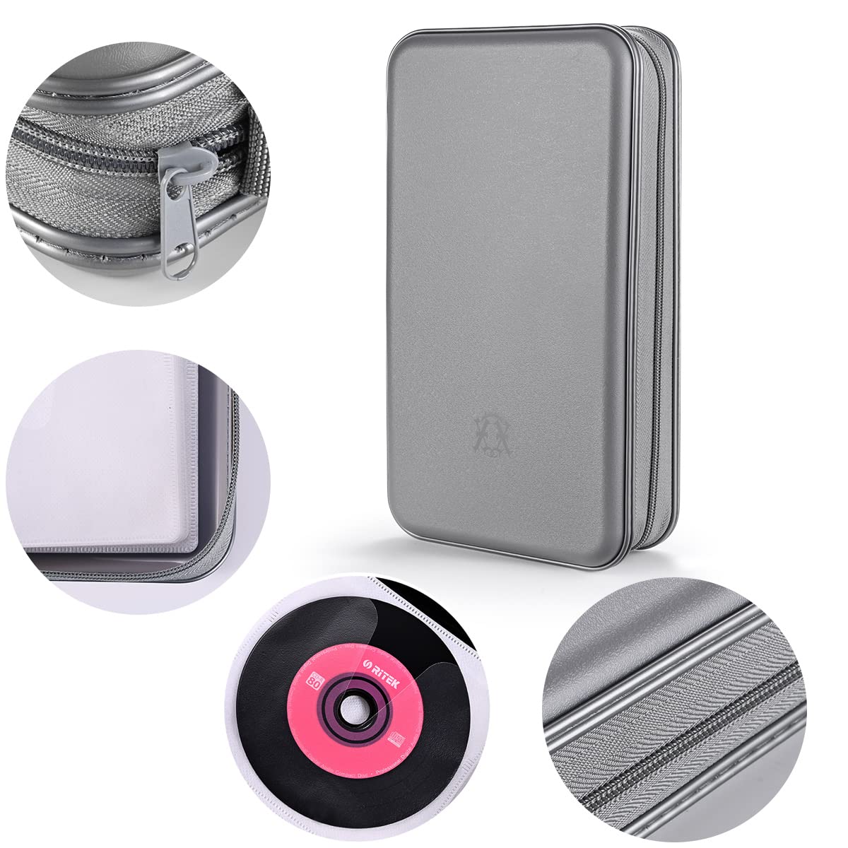 LIOVODE DVD Case, 96 Capacity CD Case Holder Organizer Disc Wallet for Car