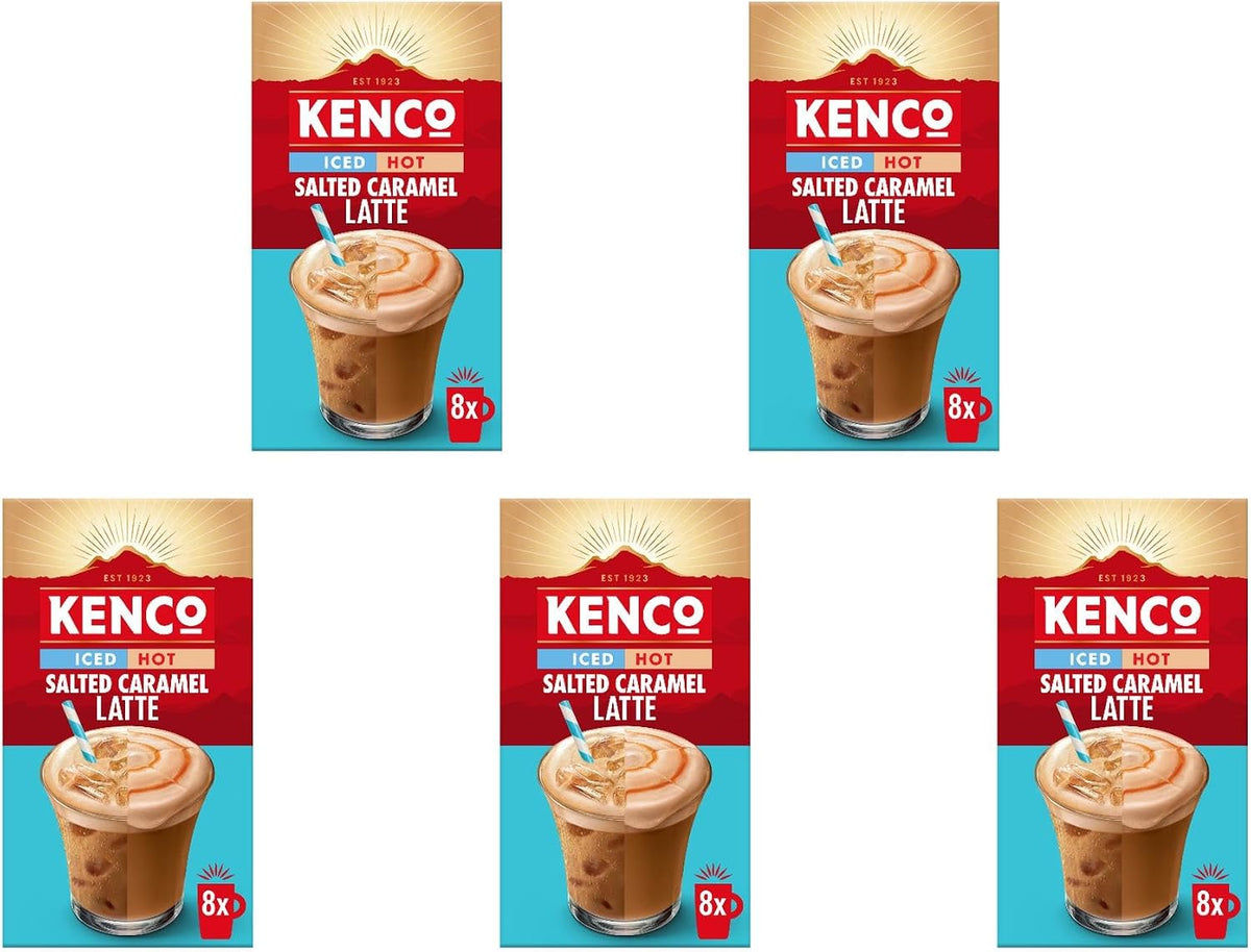 Kenco Iced Hot Salted Caramel Latte Sachets x8 (Pack of 5, Total 40 Sachets)