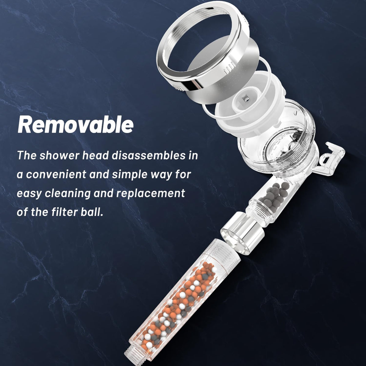 VEHHE High Pressure Shower Head with Filter Beads, 3 Spray Modes