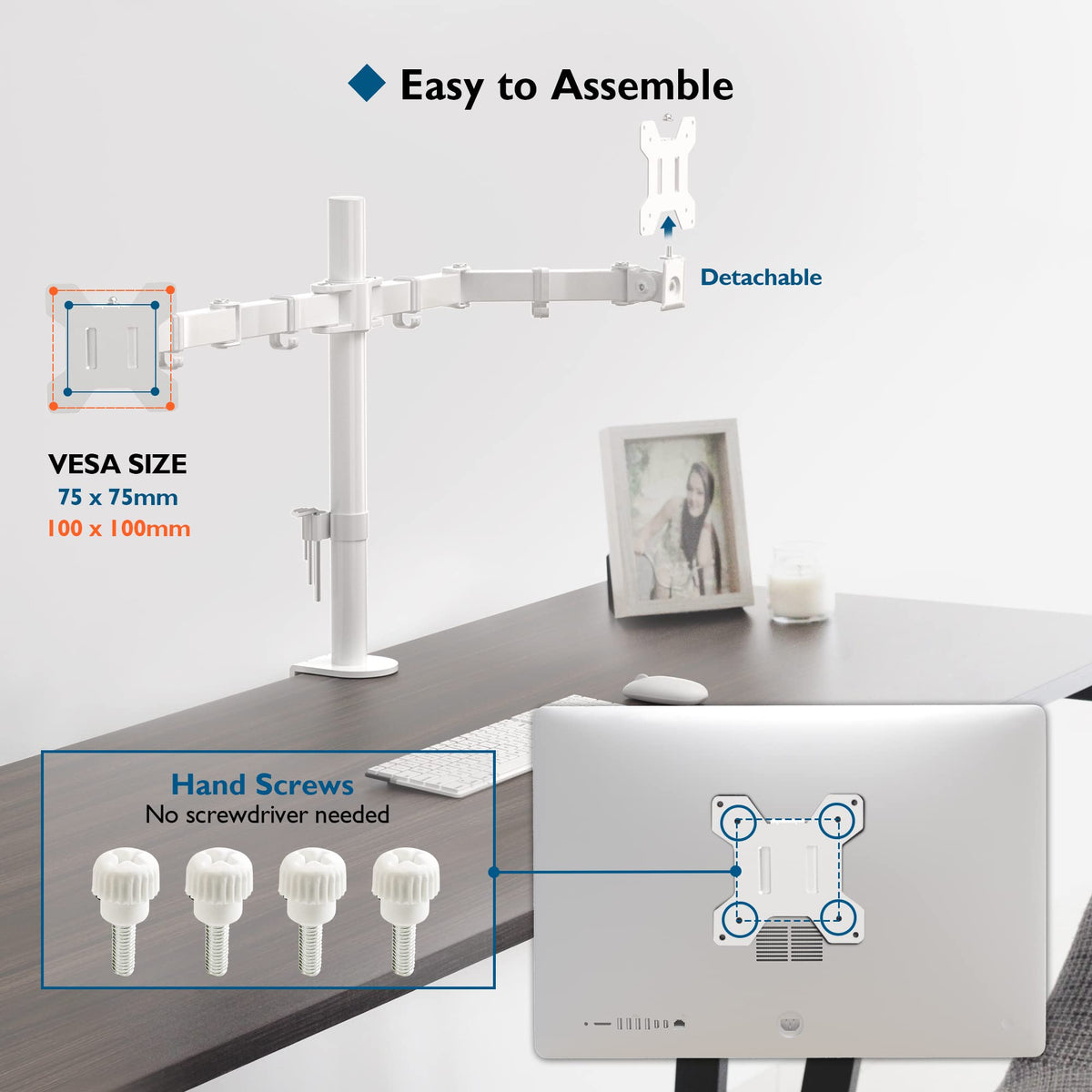 BONTEC Dual Monitor Arm Desk Mount for 13–27 Inch Computer Screens, VESA 75x75/100x100, Full Motion Adjustable Monitor Arm with 360° Rotation, Height Adjustable up to 430mm, Max 10kg per Arm, Black