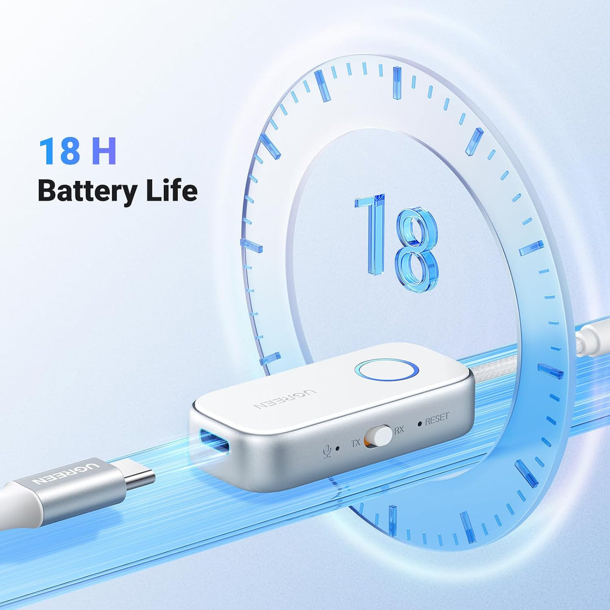 UGREEN Bluetooth 6.0 Transmitter Receiver, 2-in-1 Aux Wireless Adapter, 18H