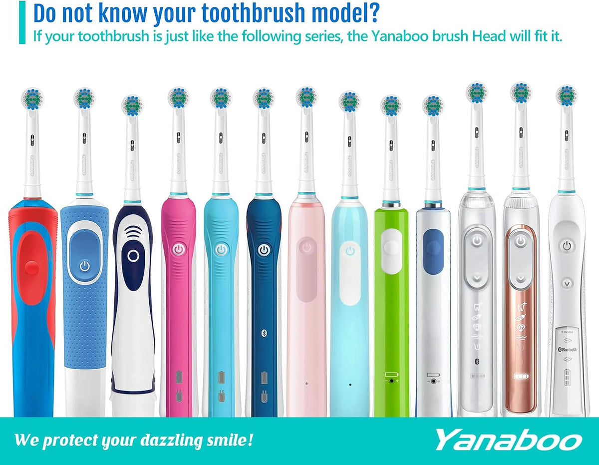 Oral B Compatible Toothbrush Head, Yanaboo Replacement Brush Heads for Most Braun Oral B Electric Toothbrushes of Vitality Pro Smart Genius Series, Precision Clean and Plaque Removal (8 Pack in White)