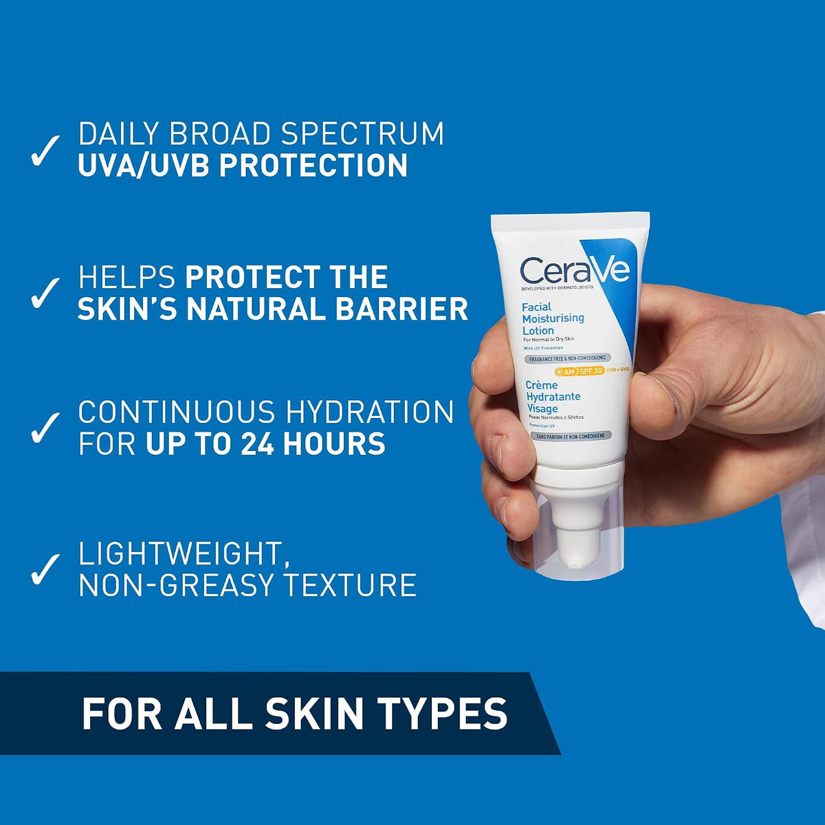CeraVe AM Facial Moisturising Lotion SPF30 for Normal to Dry Skin, 52ml