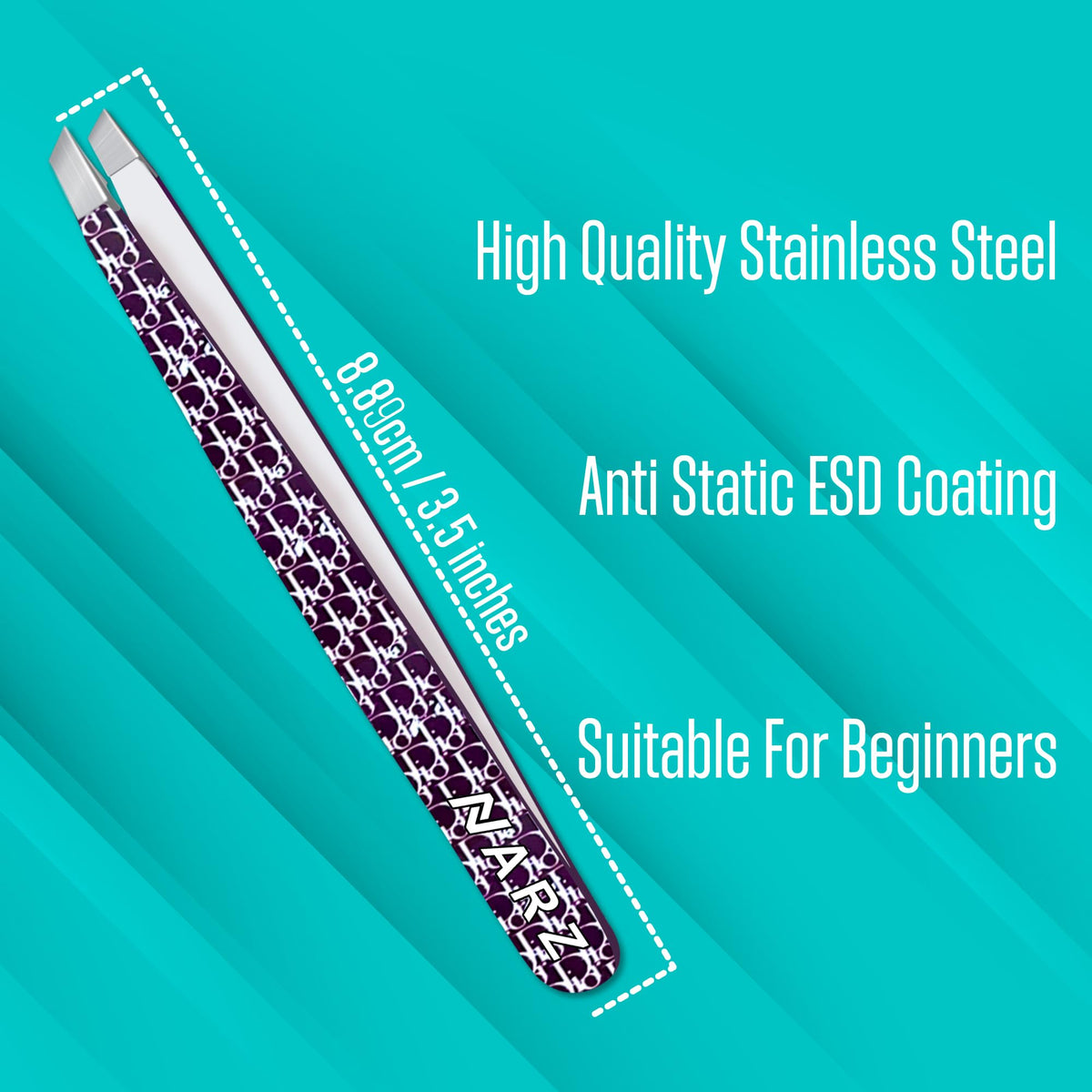 NARZ 1 Piece Professional Tweezer for Facial Hair Women & Men Stainless Steel Precision Tweezers for Ingrown Hair Tweezers for Men & Women (Shiny Black)