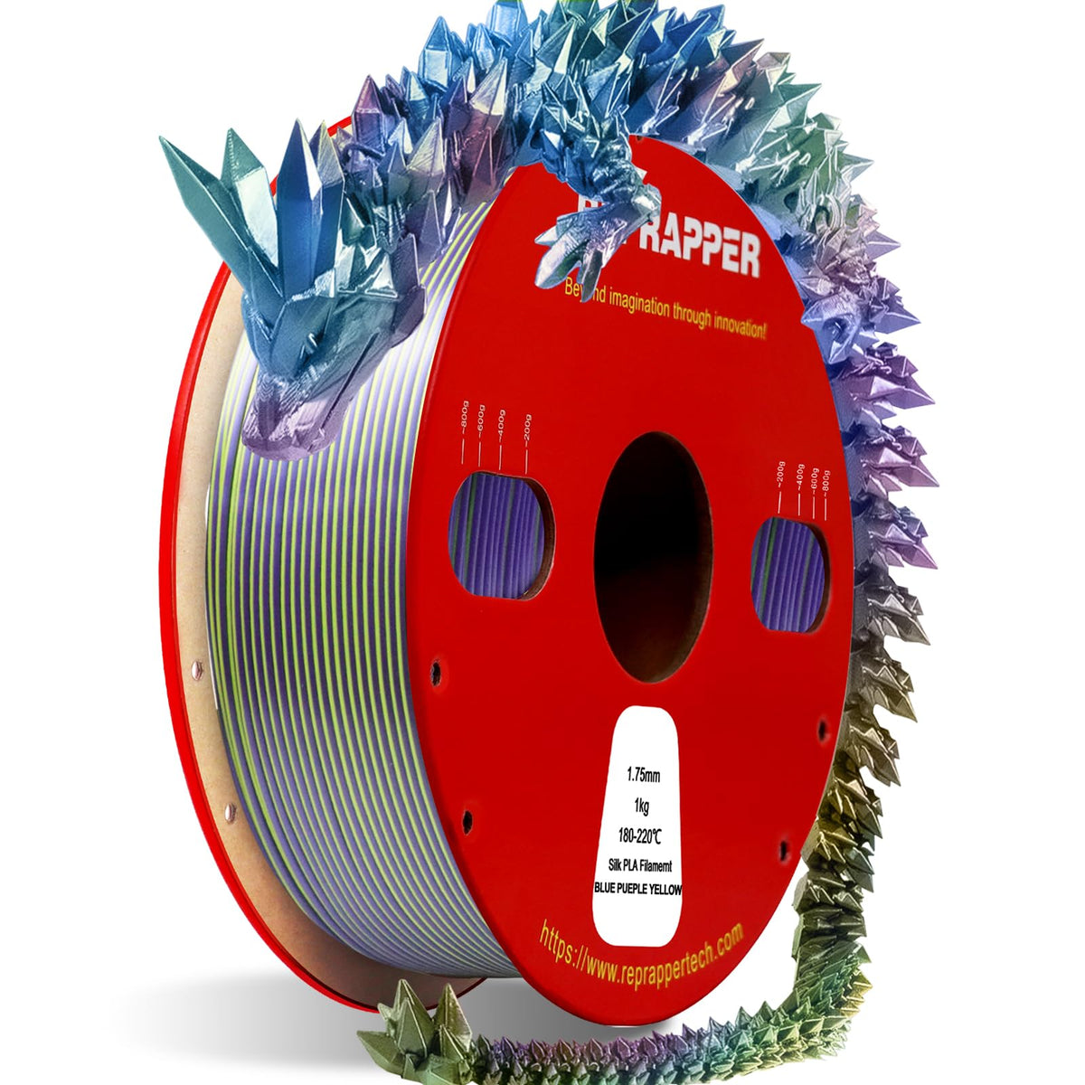 Reprapper 4X 250g Color Pack – Dual Color PLA Filament 1.75mm for 3D Printer & 3D Pen, Multicolour Filament, 4 x 250g Matte Red/Blue, Matte Purple/Green, Silk Red/Blue, and Silk Purple/Green